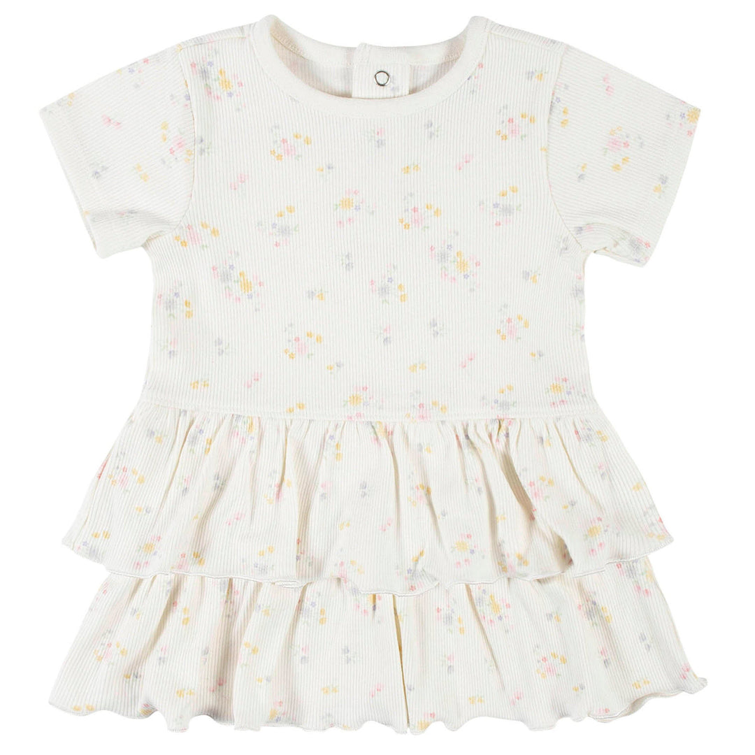 2-Piece Baby Girls White Floral Dress & Diaper Cover