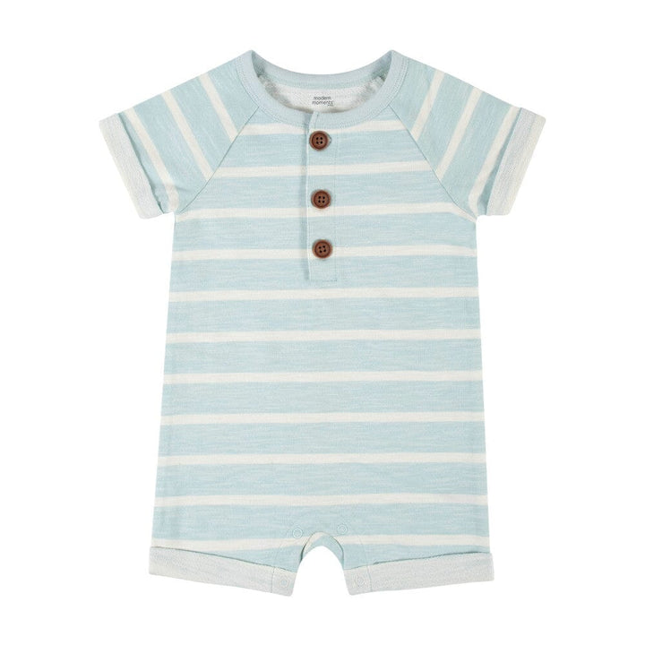 Baby Boys Blue Stripe Short Sleeve Romper