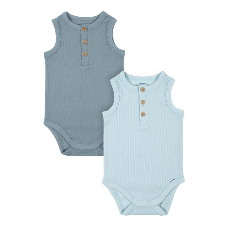 2-Pack Baby Boys Blues Sleeveless Onesies® Bodysuits