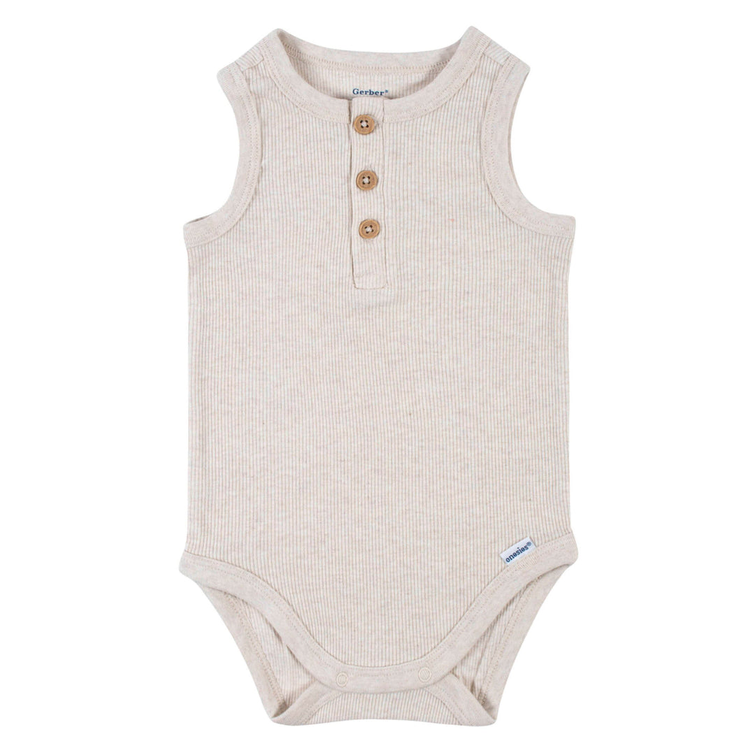 2-Pack Baby Boys Charcoal Oatmeal Sleeveless Onesies® Bodysuits