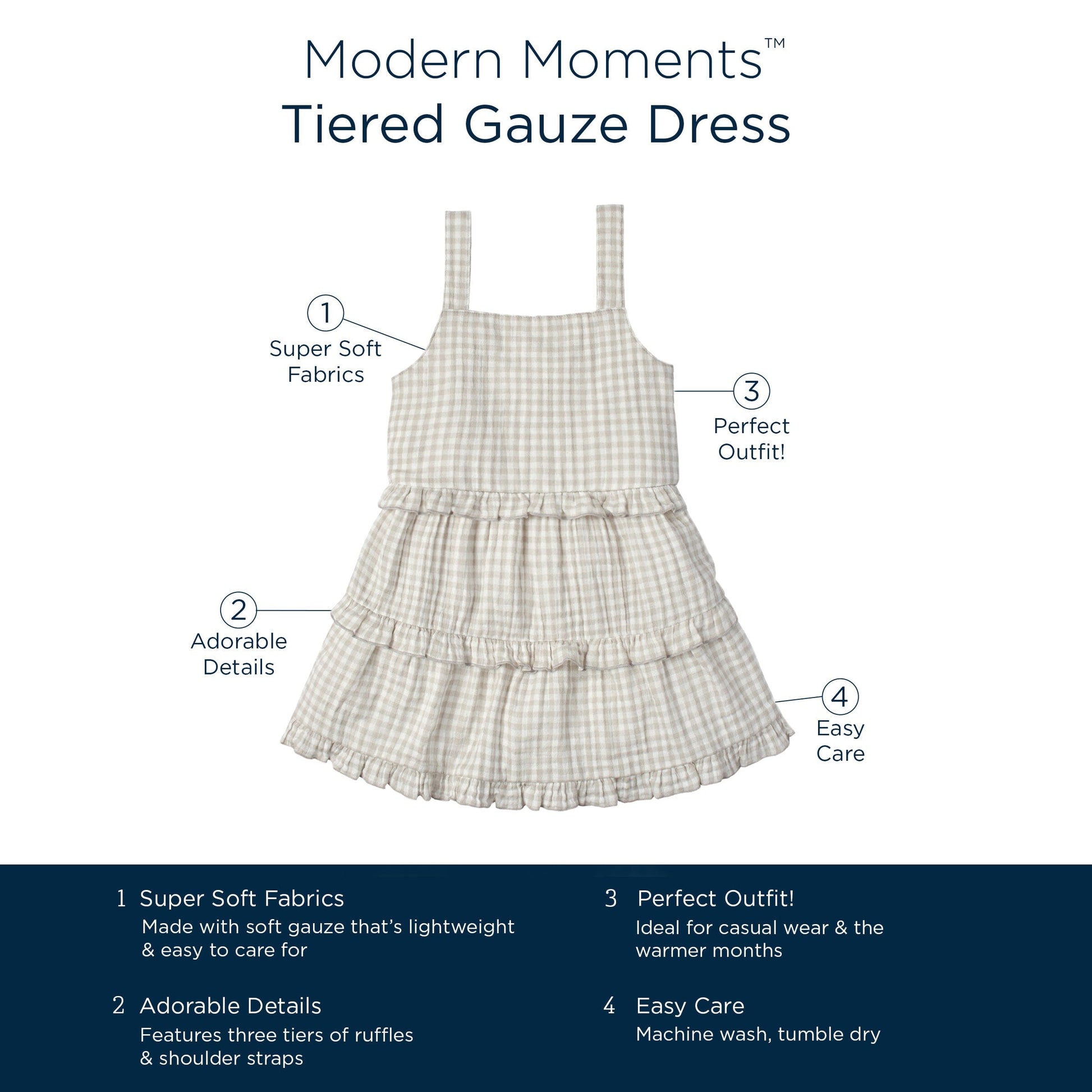 Infant & Toddler Girls Khaki Tiered Dress