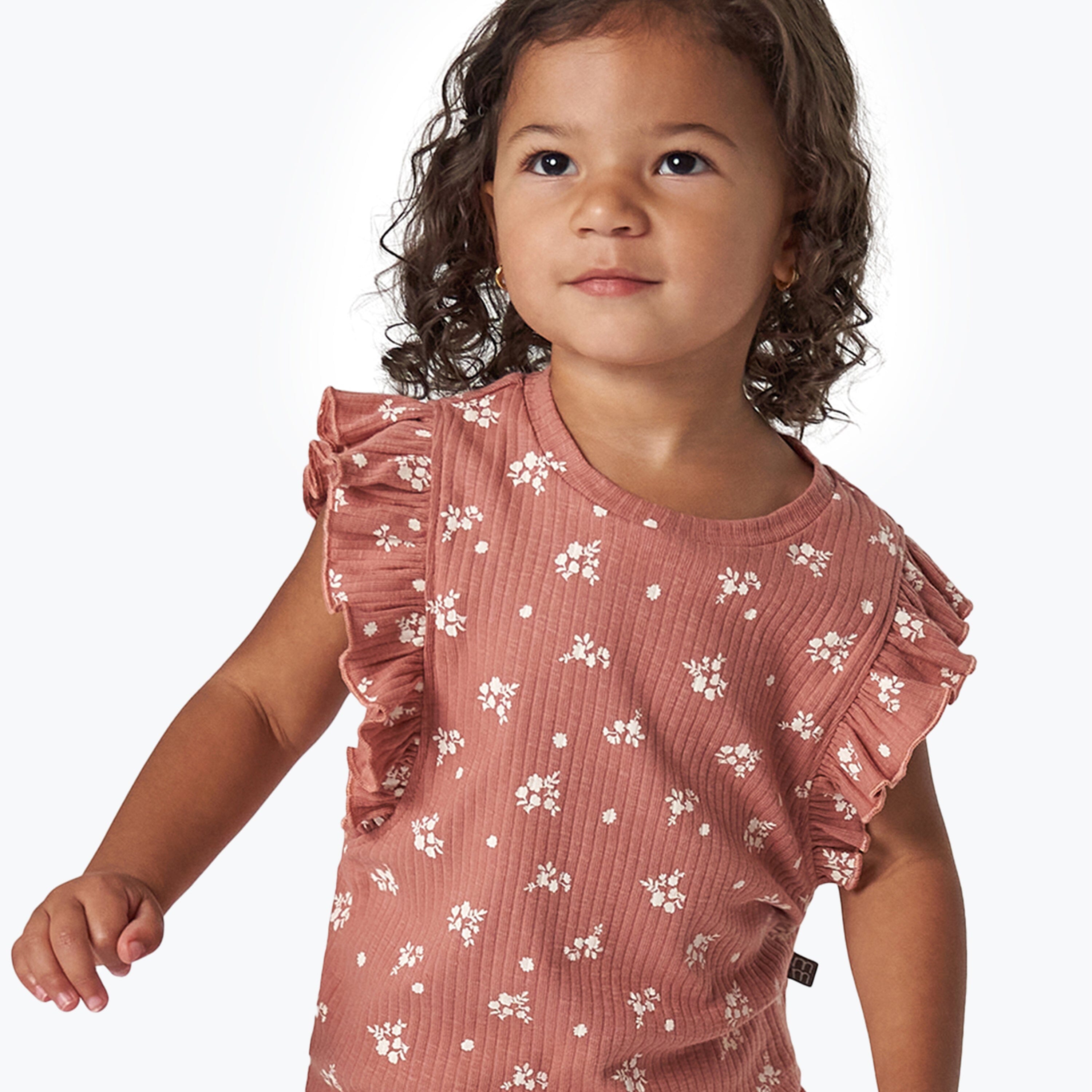 2-Pack Medium Rose Ruffled Sleeveless Top & Wide Leg Shorts Bundle outfits Gerber Childrenswear 
