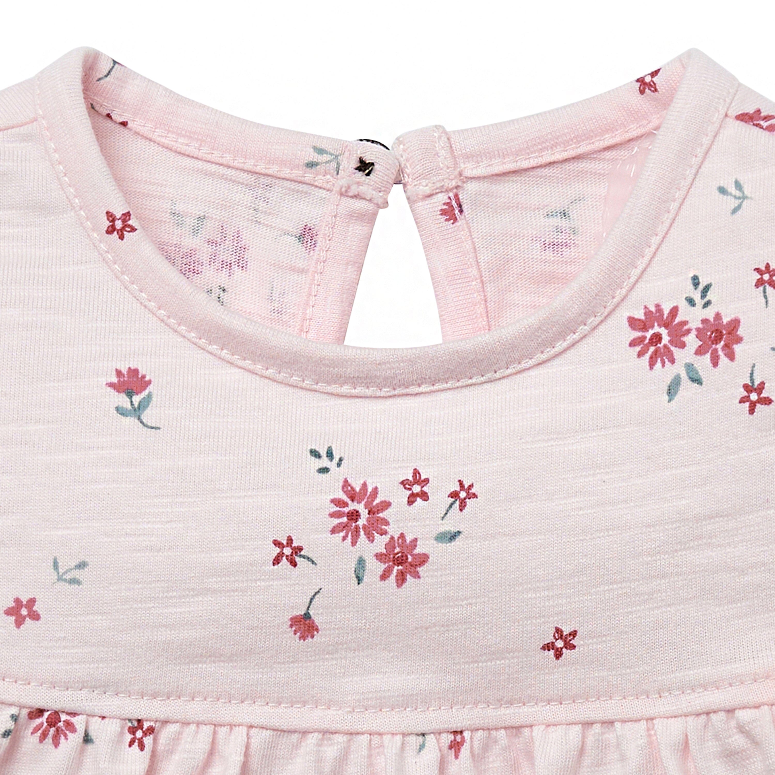 2-Piece Baby Girl Light Pink Floral Ruffled Sleeve Top & Cuffed Shorts Bundle outfits Gerber Childrenswear 