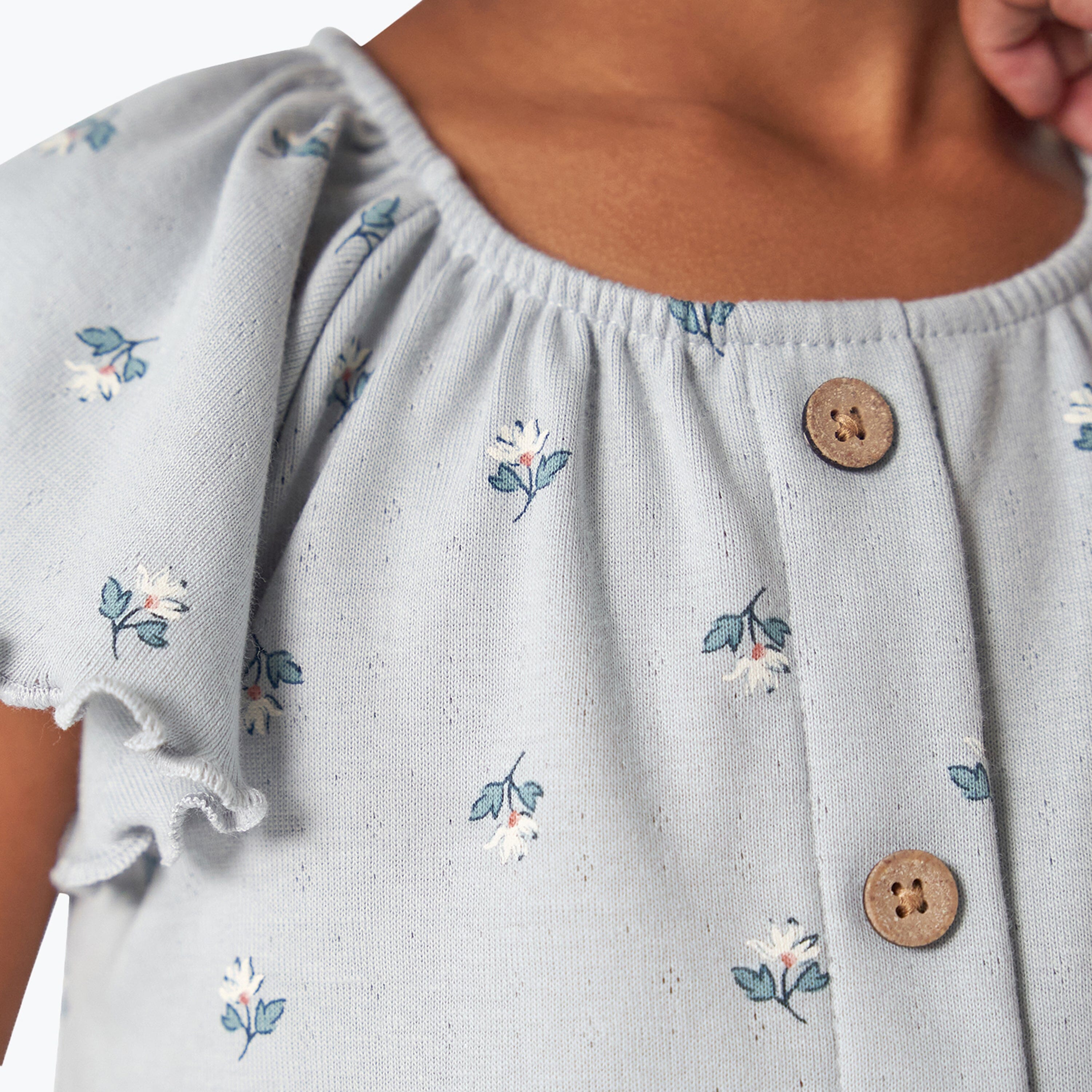 2-Piece Infant & Toddler Girls Light Blue Daisy Ruffled Sleeve Top & Smocked Wide Leg Shorts Bundle outfits Modern Moments™ by Gerber® 