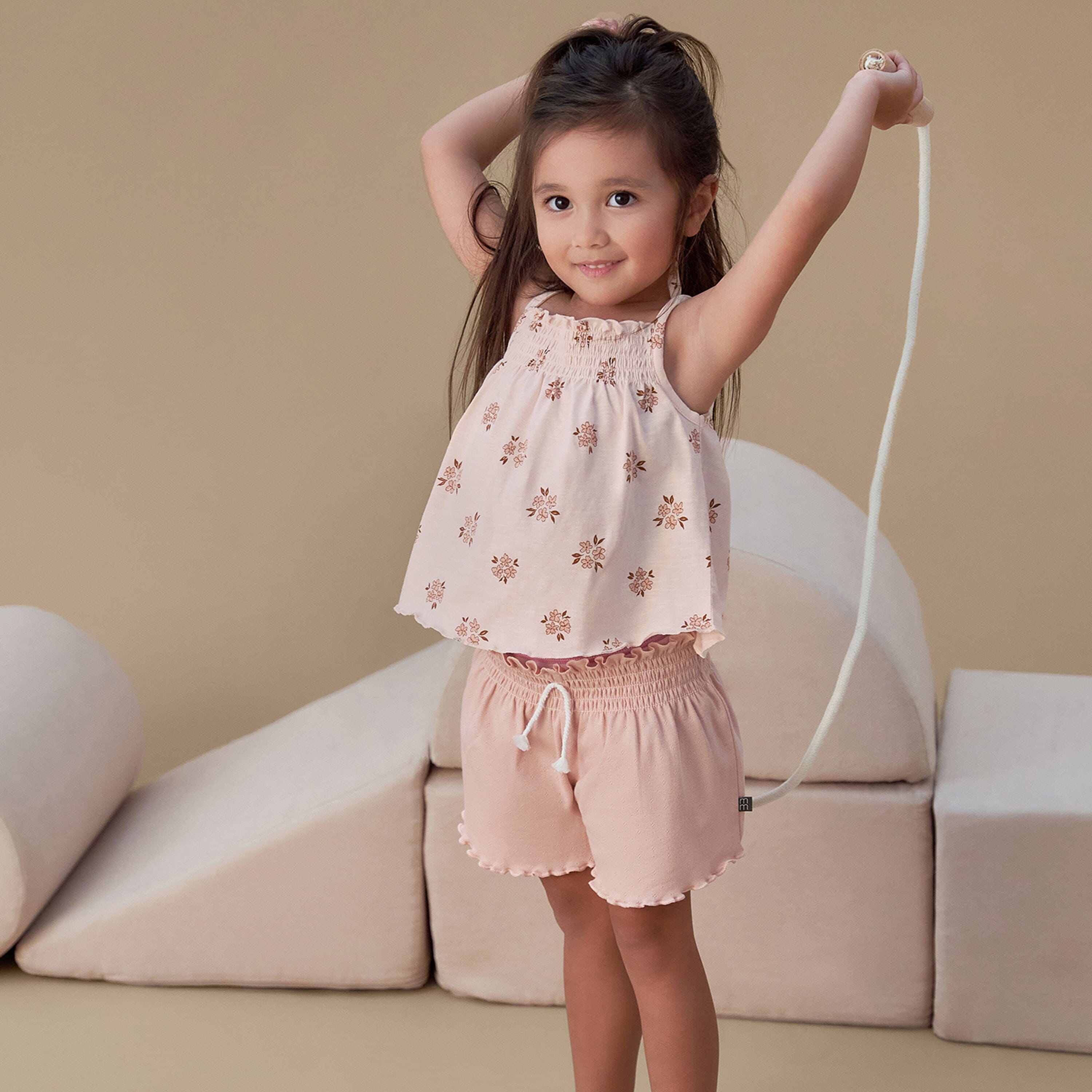2-Piece Infant & Toddler Girls Rose Floral Smocked Sleeveless Top & Wide Leg Shorts Bundle outfits Modern Moments™ by Gerber® 