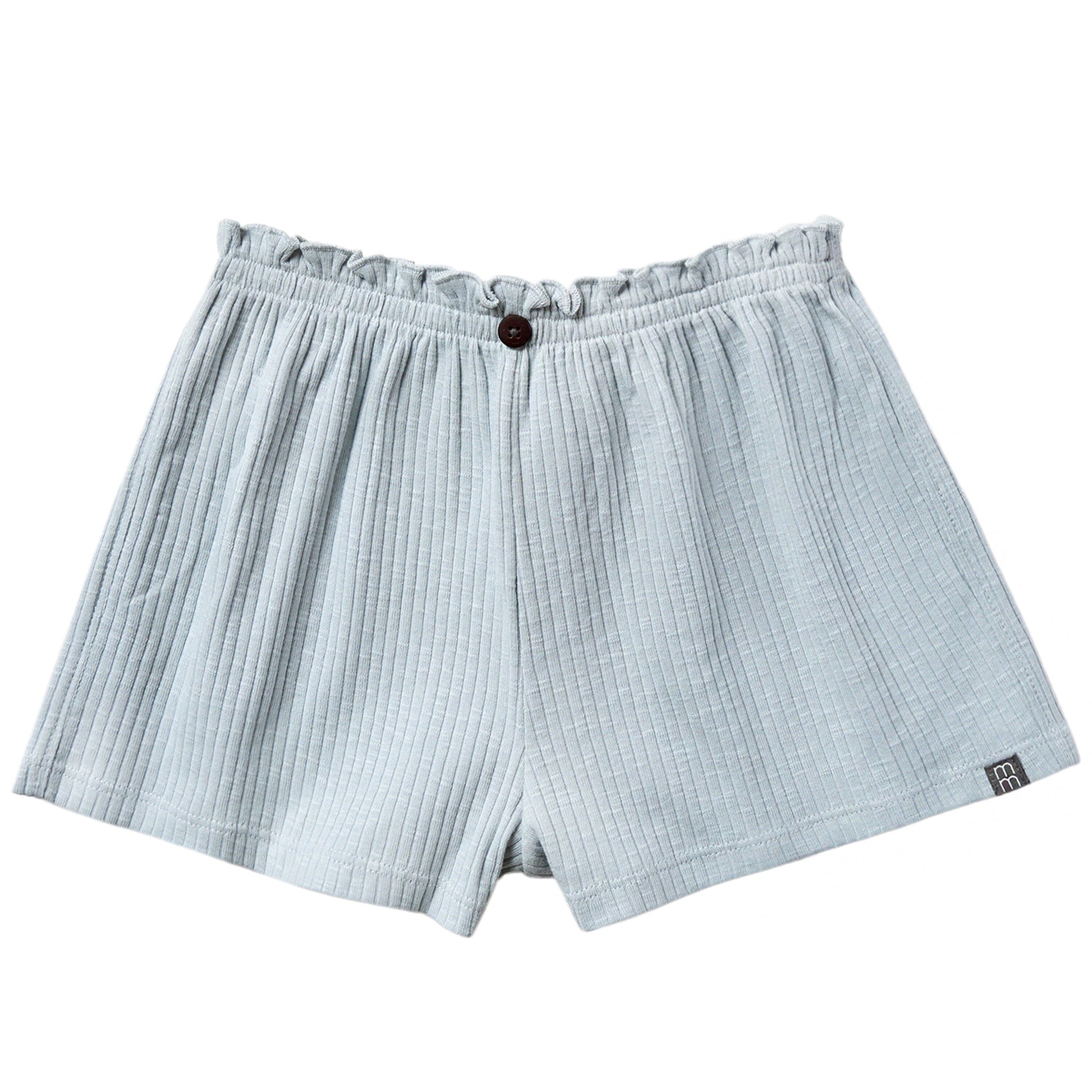 Light blue checkered boxer shorts on a white background