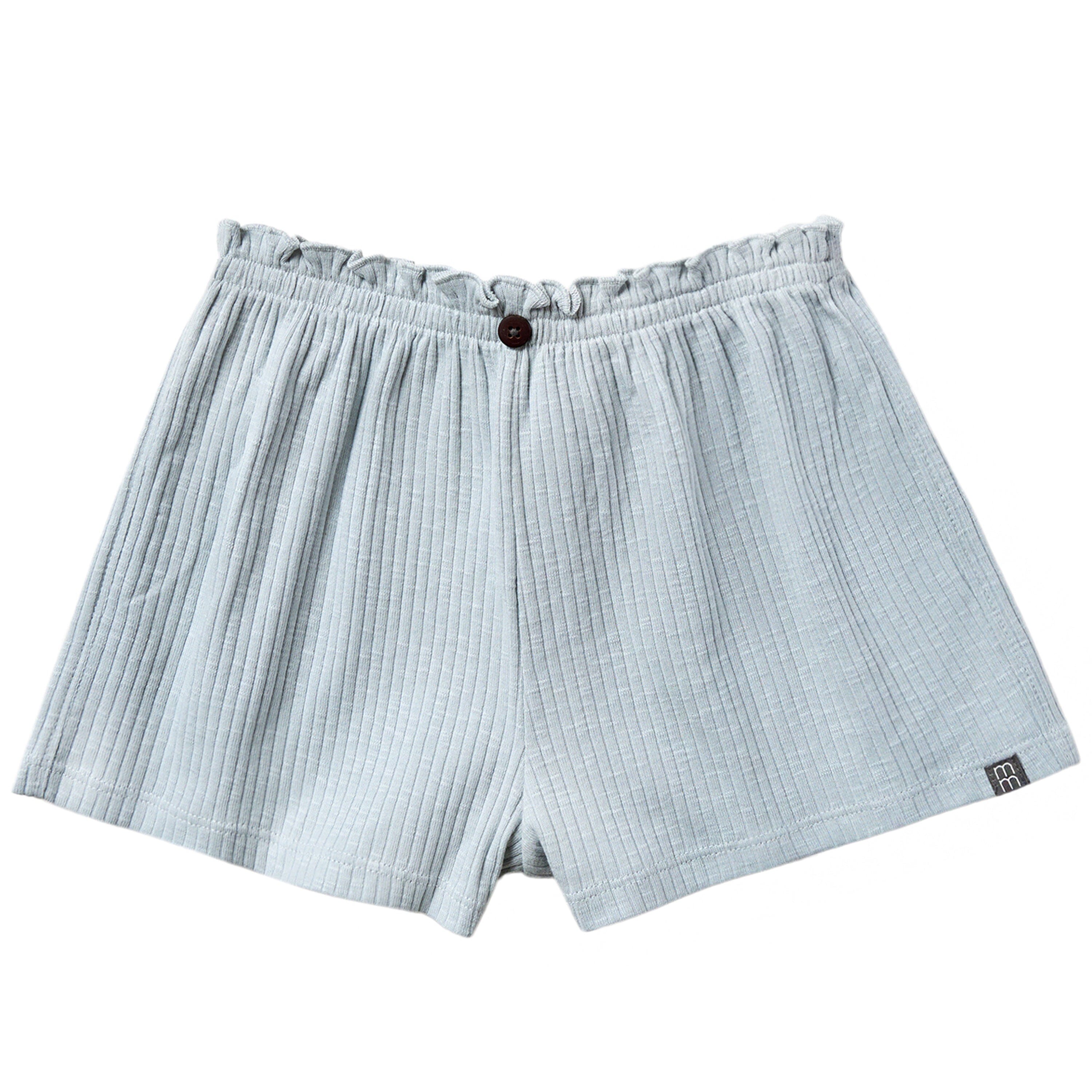 Light blue checkered boxer shorts on a white background