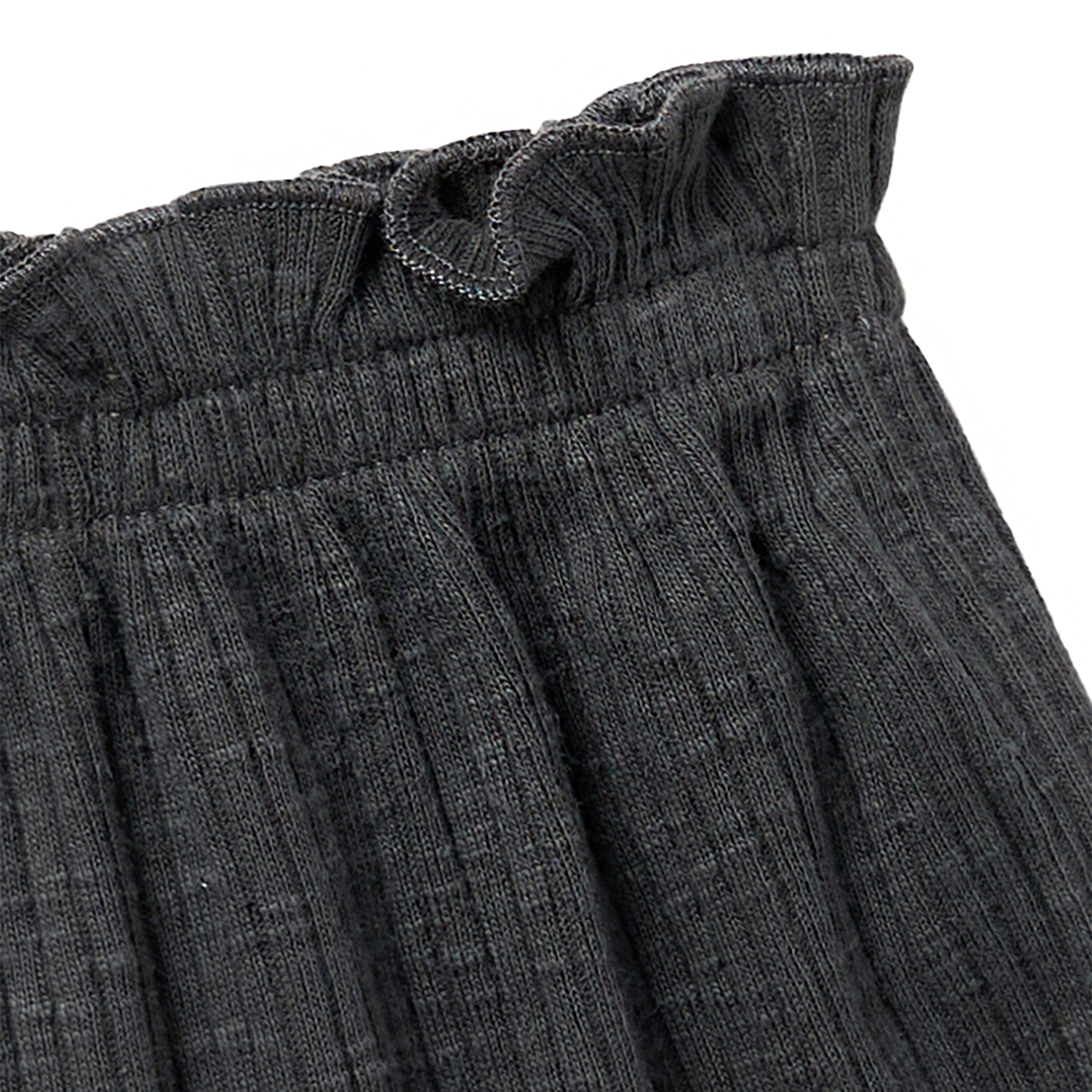 2-Piece Infant & Toddler Girls Dark Grey Plaid Ruffled Sleeve Top & Wide Leg Shorts Bundle outfits Modern Moments™ by Gerber® 