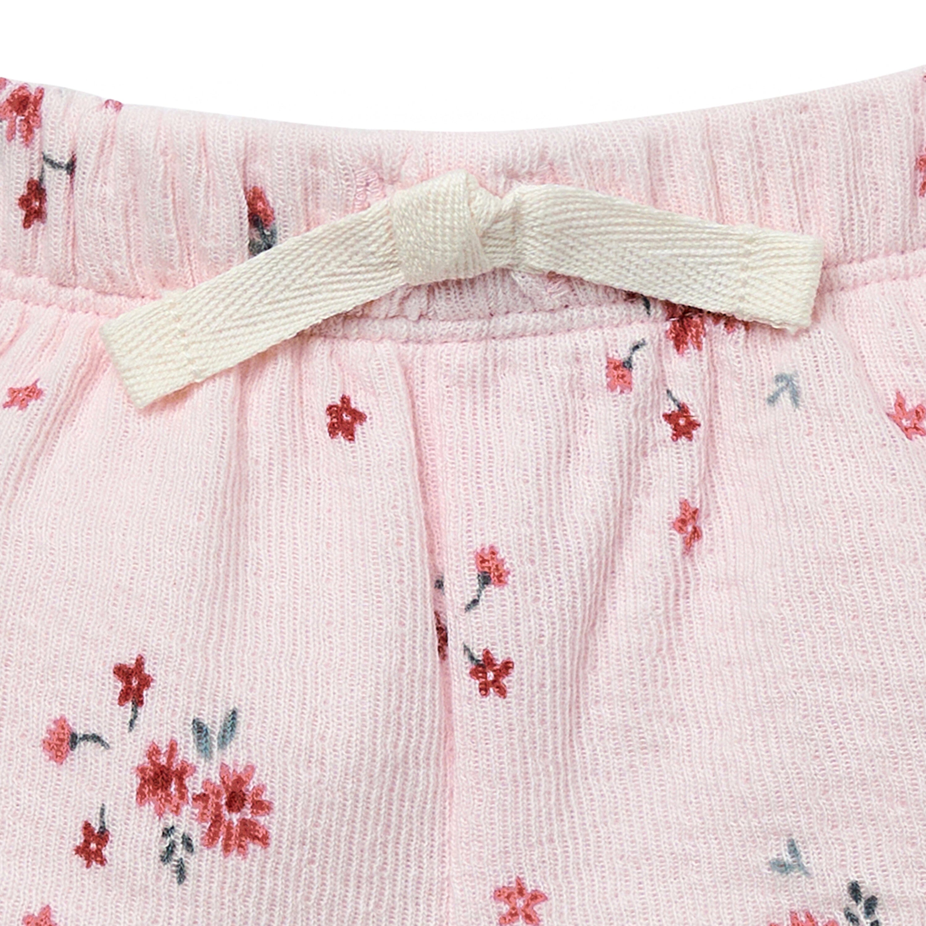 2-Piece Baby Girl Light Pink Floral Ruffled Sleeve Top & Cuffed Shorts Bundle outfits Gerber Childrenswear 