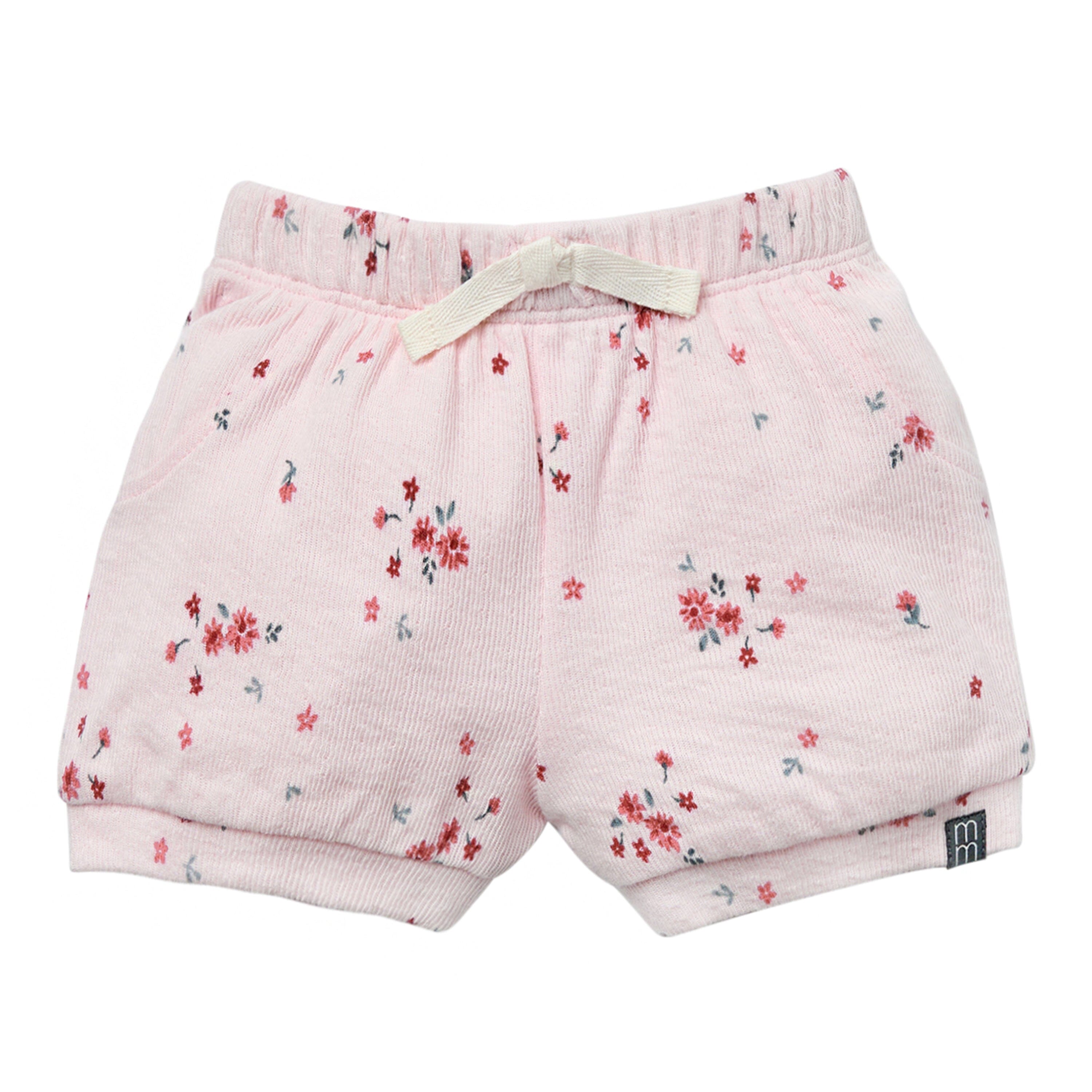 2-Piece Baby Girl Light Pink Floral Ruffled Sleeve Top & Cuffed Shorts Bundle outfits Gerber Childrenswear 