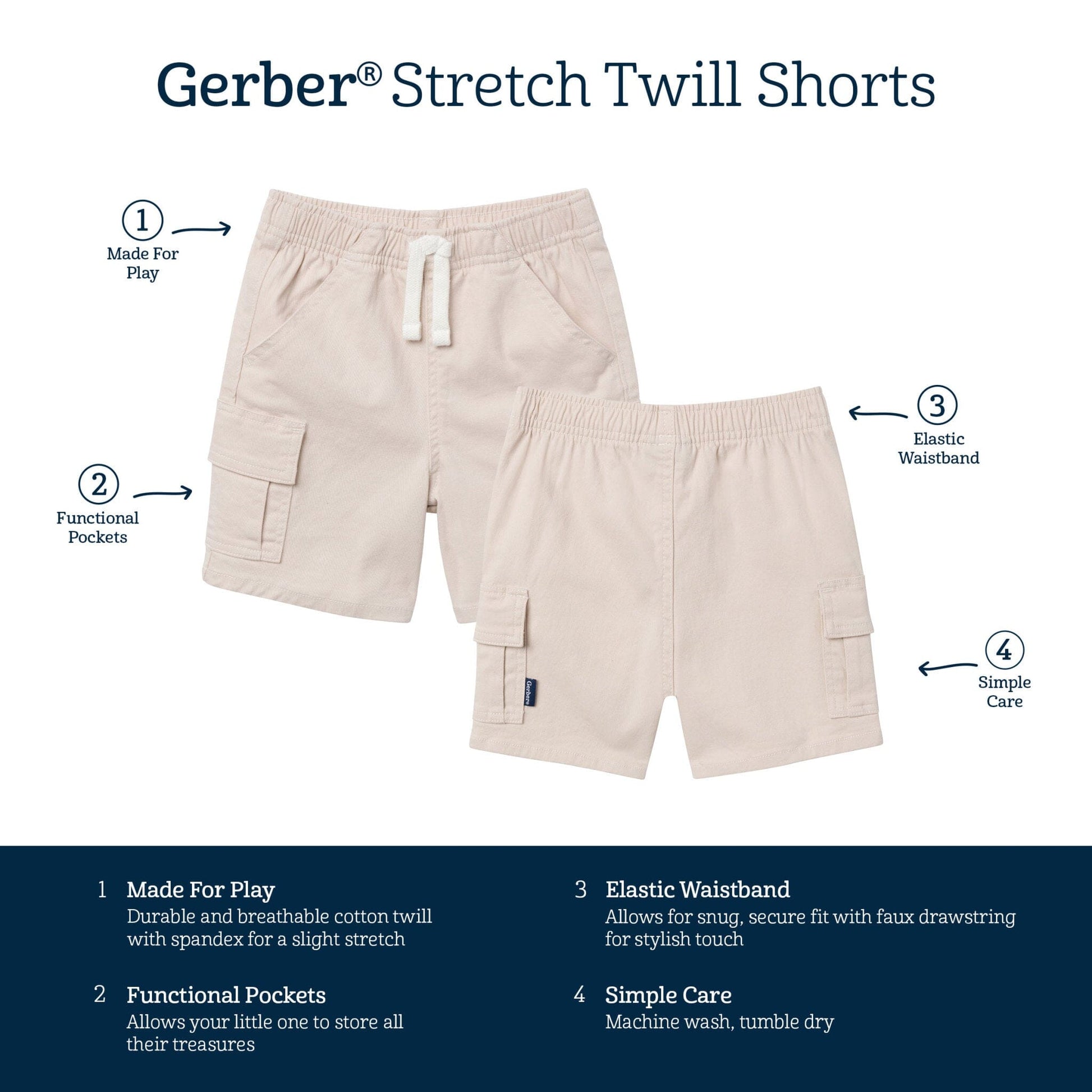 Baby & Toddler Boys Tan Twill Shorts Pants & Bottoms Gerber® 