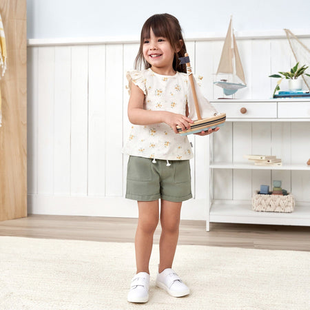 Baby & Toddler Girls Olive Stretch Twill Shorts