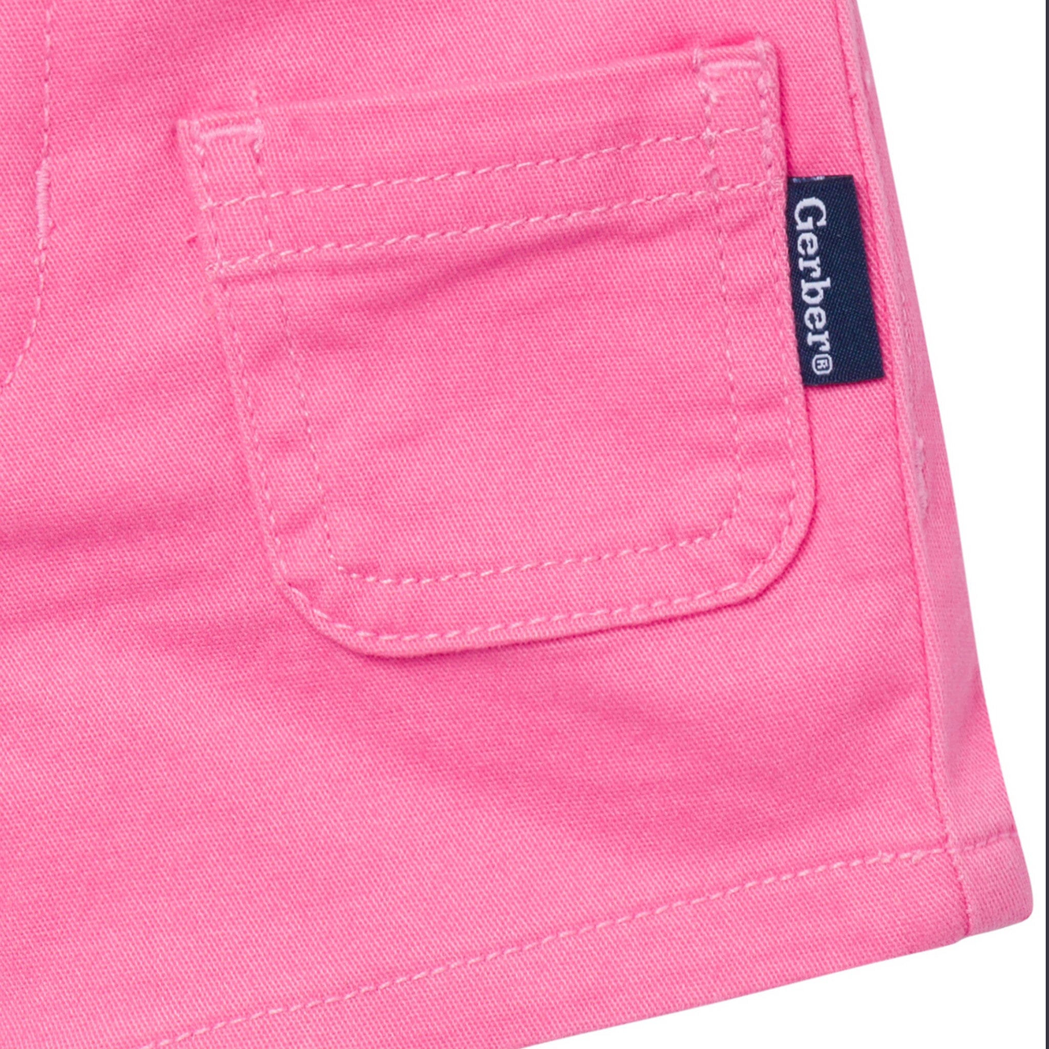 Baby & Toddler Girls Pink Twill Shorts Pants & Bottoms Gerber® 