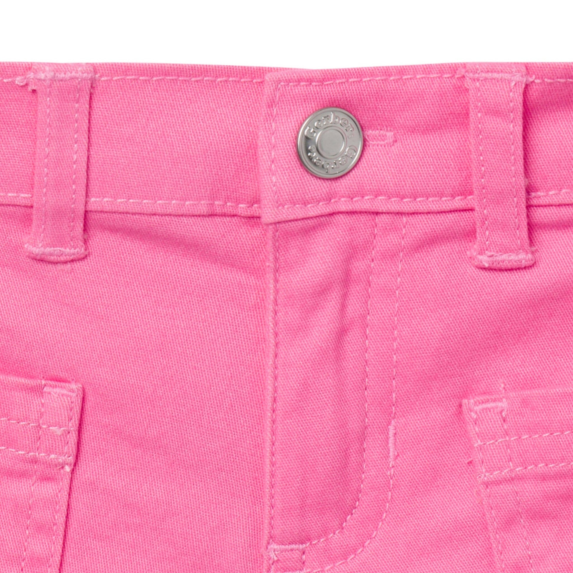 Baby & Toddler Girls Pink Twill Shorts Pants & Bottoms Gerber® 