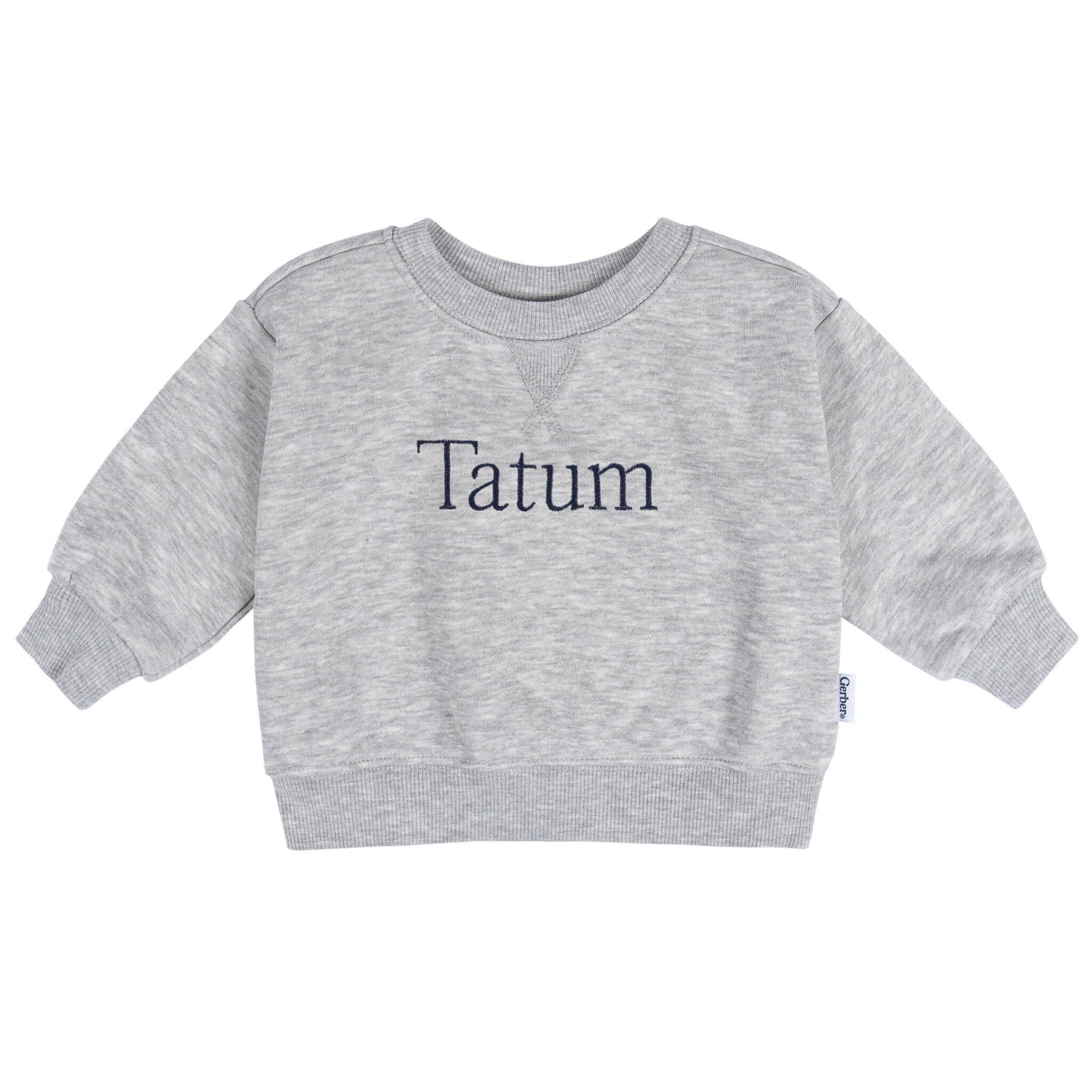 Embroidered Baby & Toddler Neutral Grey Heather Crewneck Sweatshirt tops Gerber® 