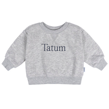 Embroidered Baby & Toddler Neutral Grey Heather Crewneck Sweatshirt