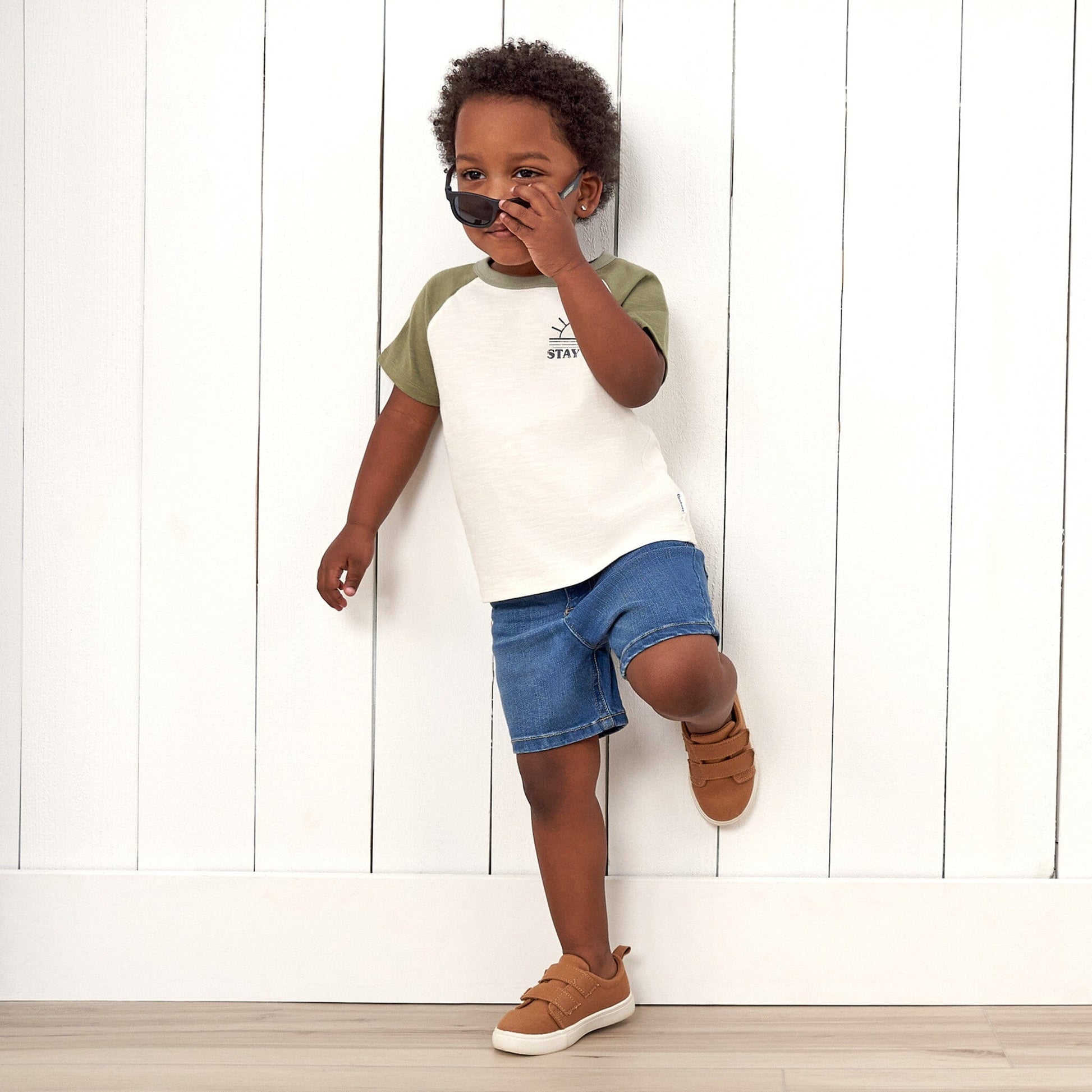Infant & Toddler Neutral Light Wash Denim Shorts Pants & Bottoms Gerber® 