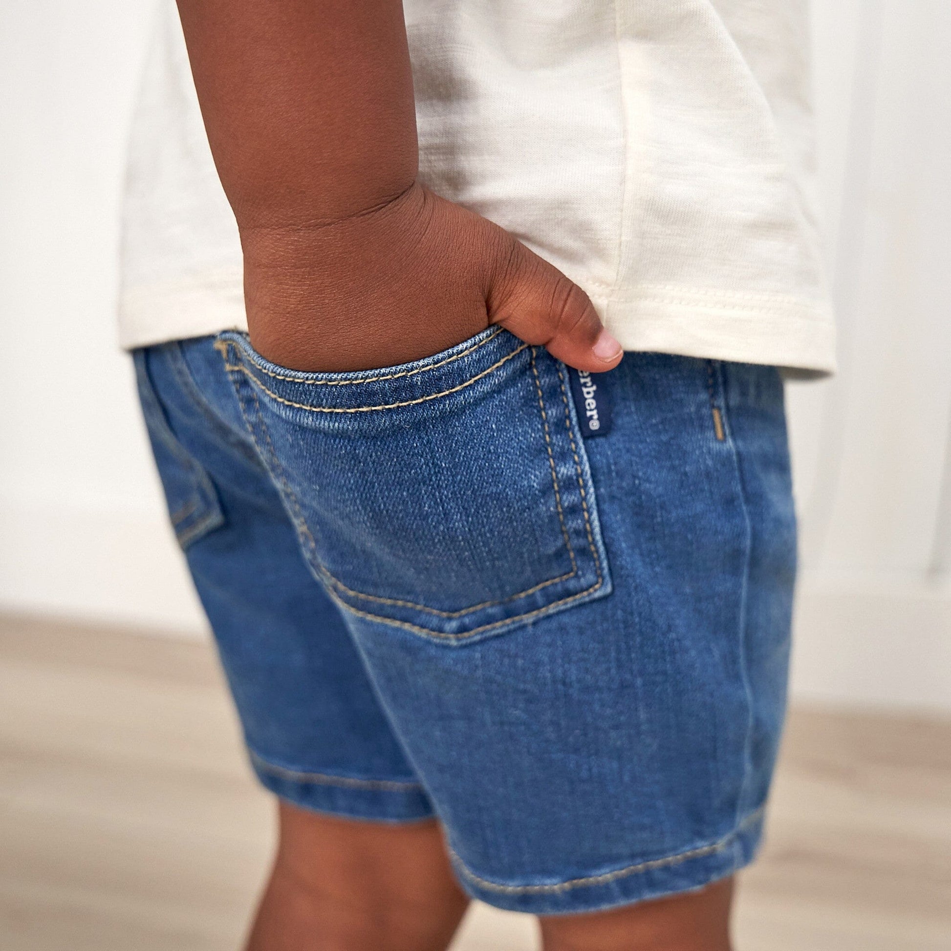 Infant & Toddler Neutral Light Wash Denim Shorts Pants & Bottoms Gerber® 