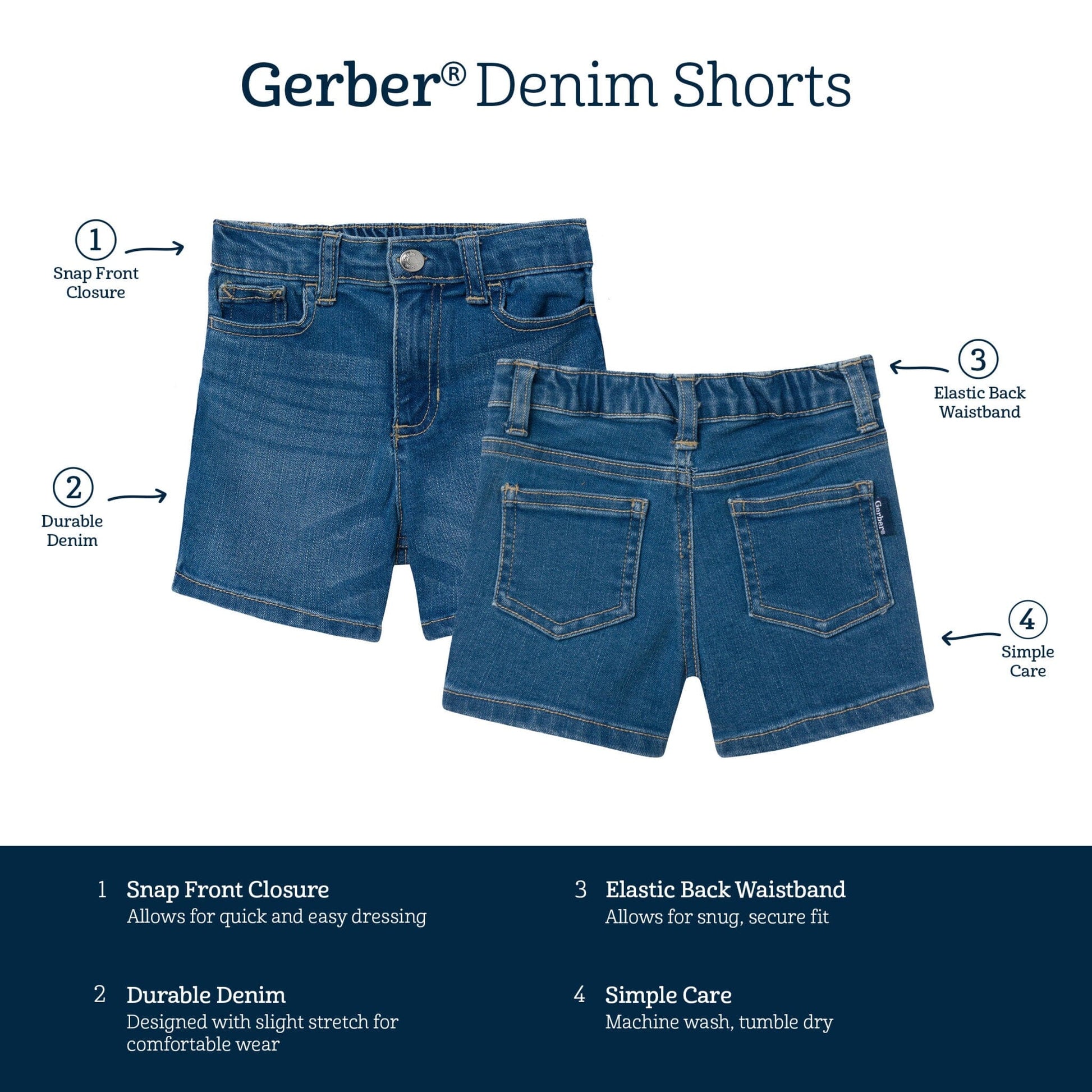 Baby & Toddler Neutral Light Wash Denim Shorts Pants & Bottoms Gerber® 