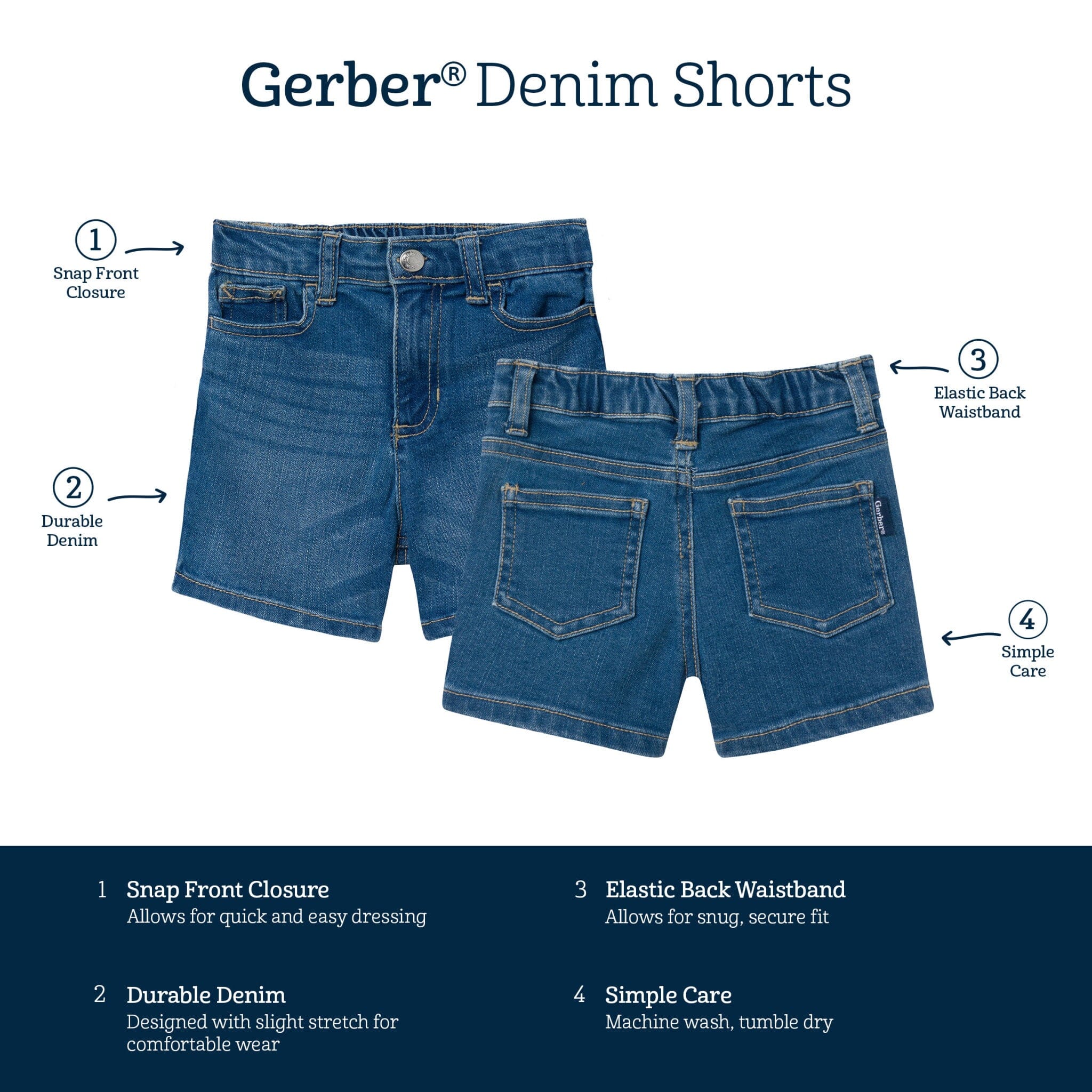 Baby & Toddler Neutral Light Wash Denim Shorts Pants & Bottoms Gerber® 