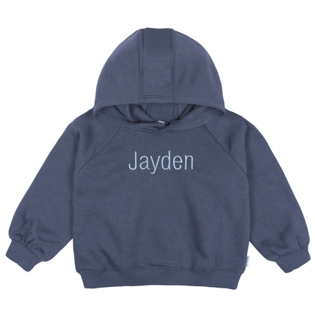 Embroidered Infant & Toddler Neutral Navy Pullover Hooded Sweatshirt
