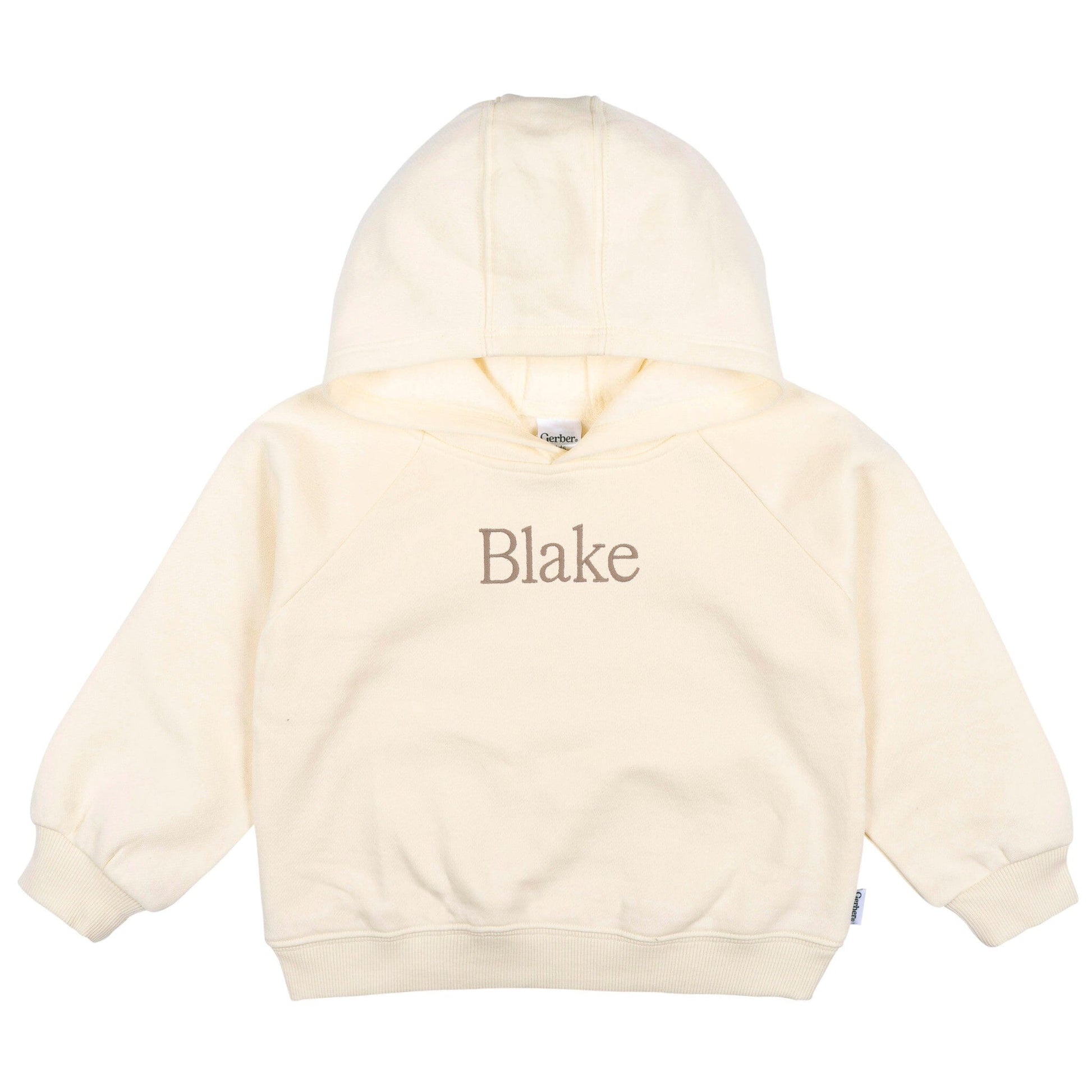 Embroidered Infant & Toddler Neutral Soft Beige Pullover Hooded Sweatshirt tops Gerber® 