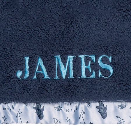 Embroidered Coastal Calm Plush Blanket