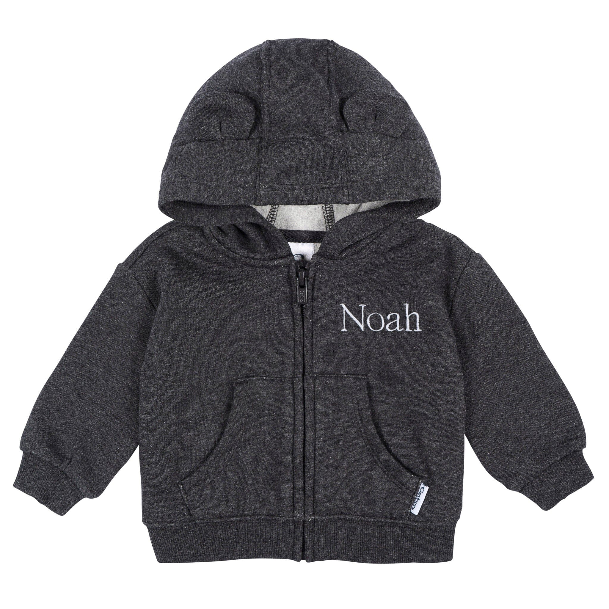 Embroidered Baby Neutral Charcoal Heather Zip Front Sweatshirt tops Gerber® 