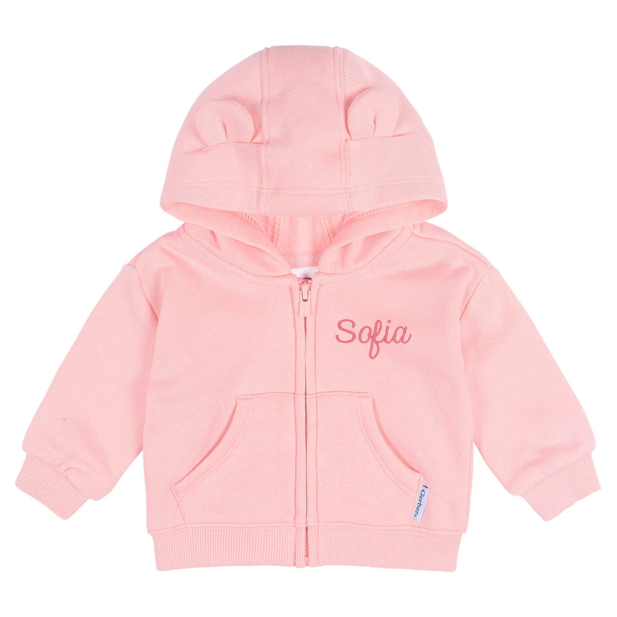 Embroidered Baby Neutral Pink Zip Front Sweatshirt tops Gerber® 