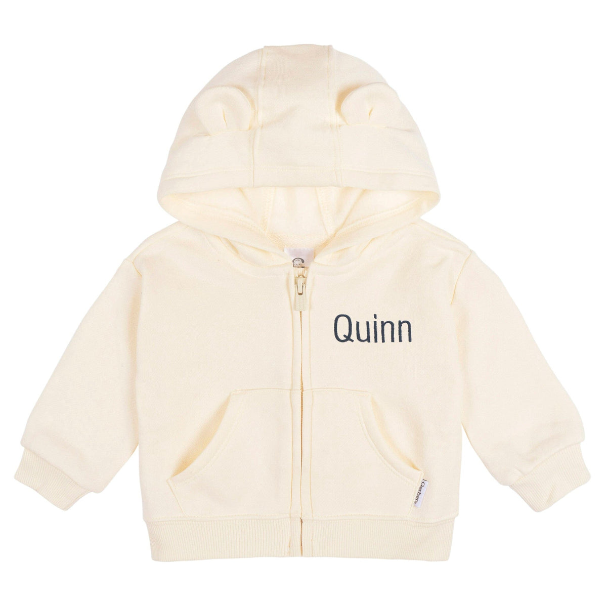 Embroidered Baby Neutral Soft Beige Zip Front Sweatshirt tops Gerber® 