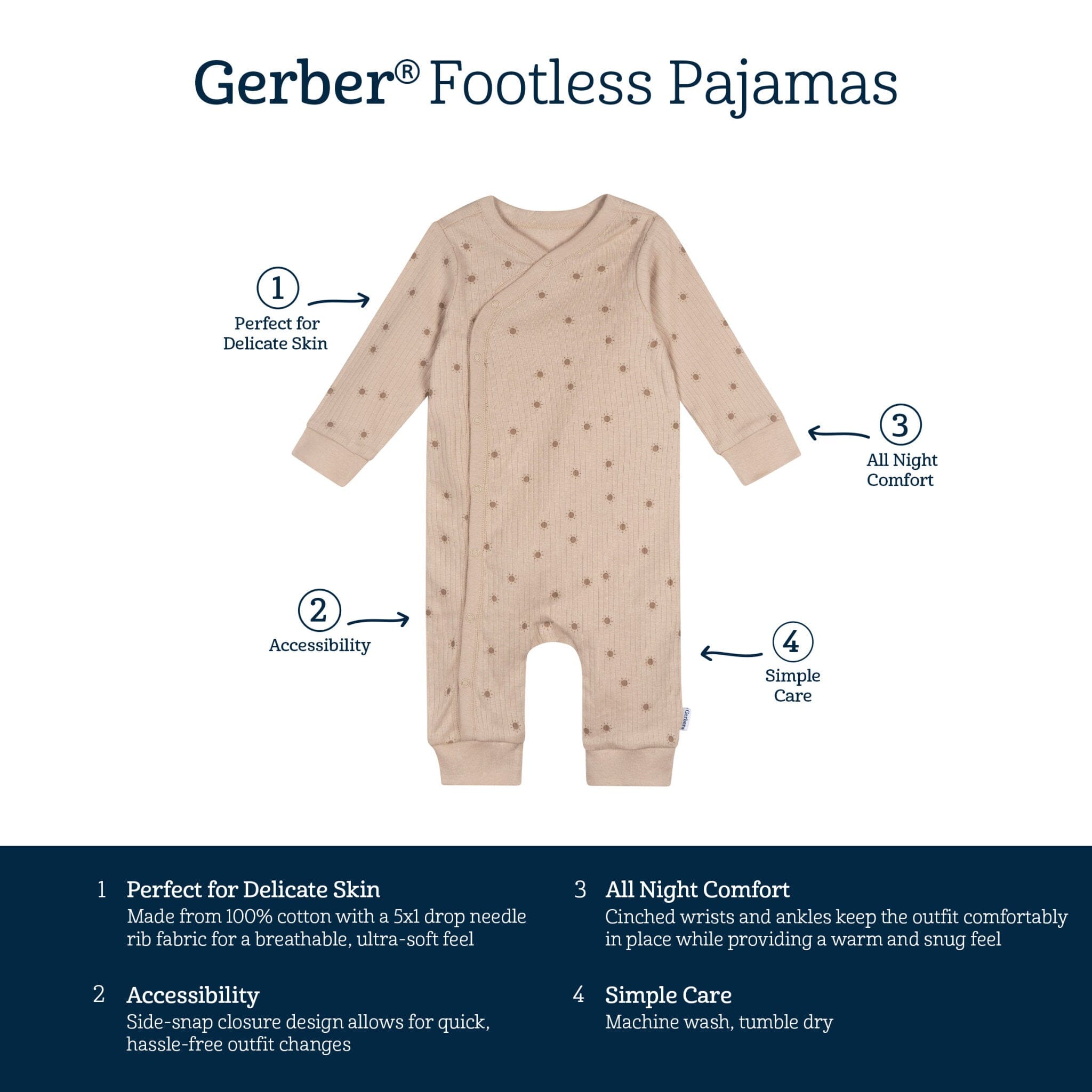 Baby Neutral Suns Footless Pajamas Sleepwear Gerber® 