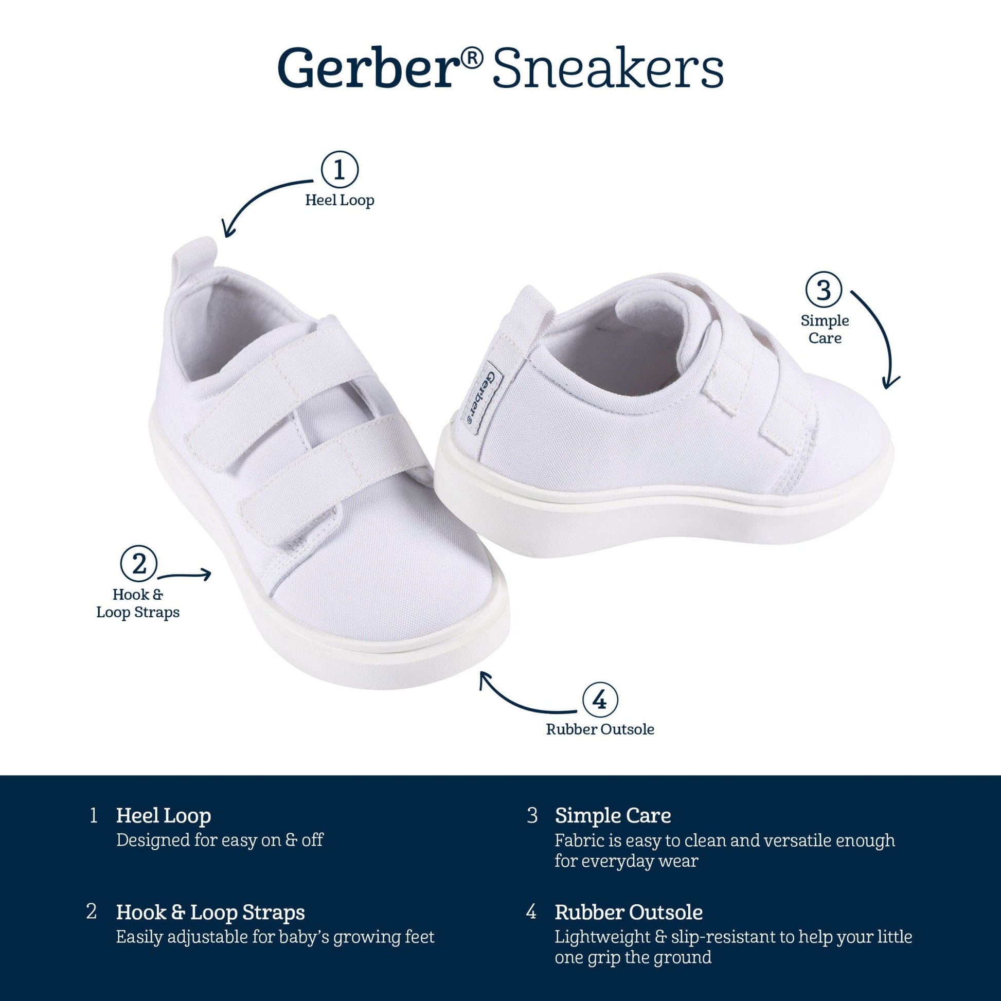 Baby Neutral White Hook & Loop Sneaker