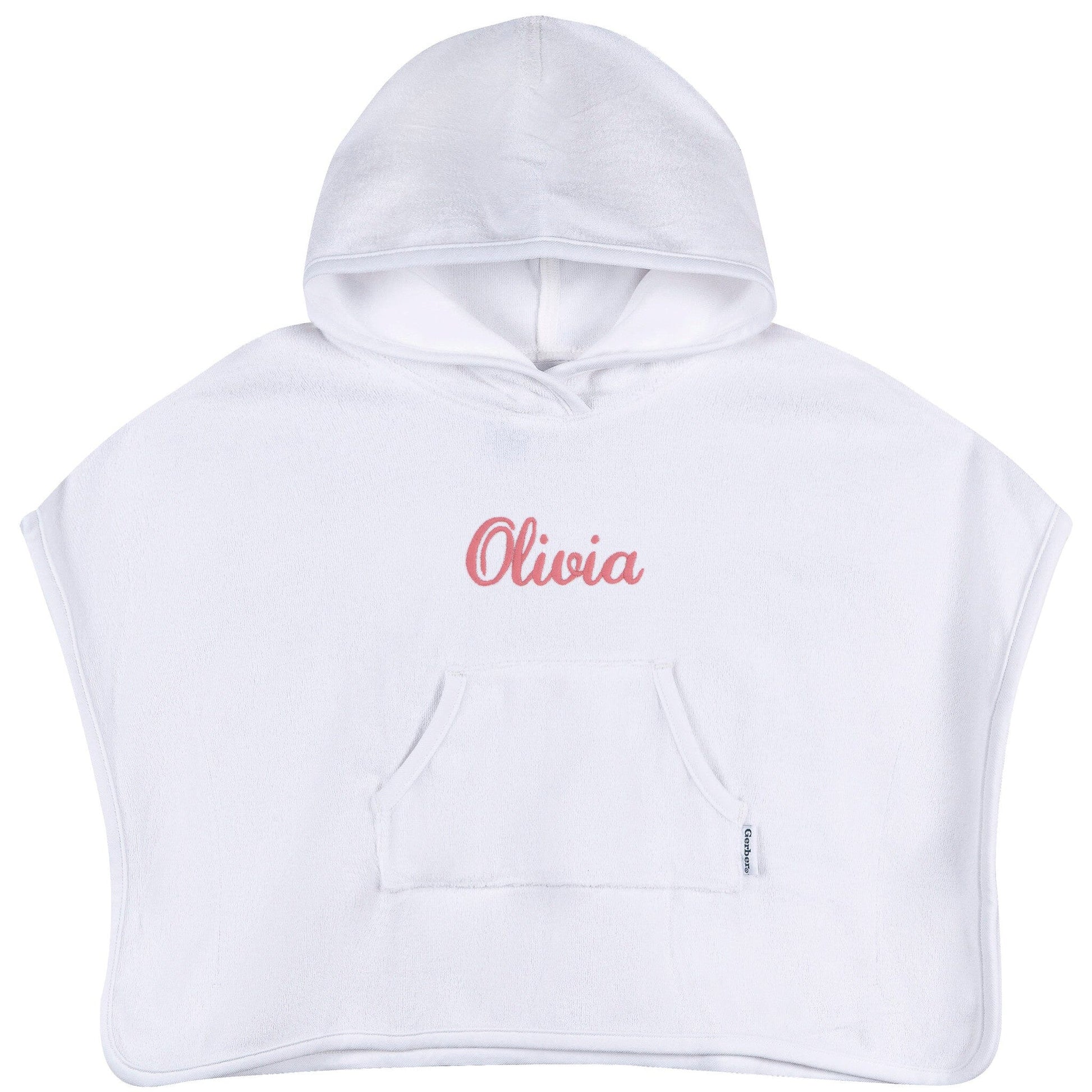 Embroidered Baby & Toddler Neutral White Hooded Swim Coverup swimwear Gerber® 