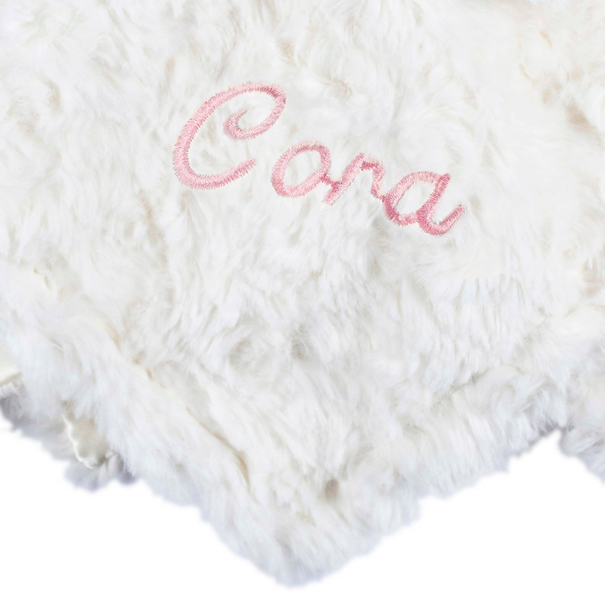 Embroidered Baby Girls Cat Security Blanket