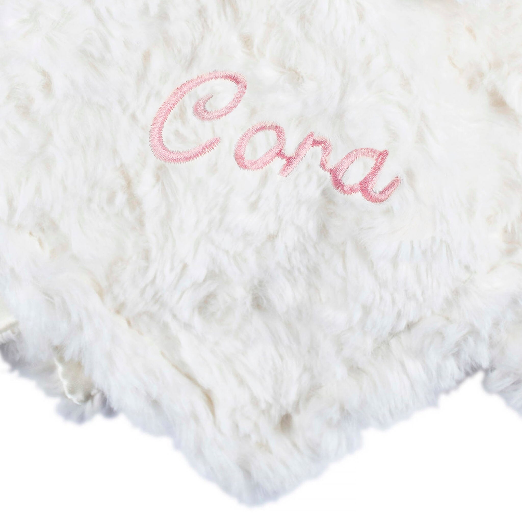 Embroidered Baby Girls Cat Security Blanket