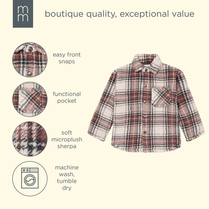 Infant & Toddler Boys Gray and Brown Plaid Sherpa Jacket tops modern moments™ by Gerber® 