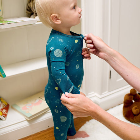 Baby & Toddler Boys Blue Space Snug Fit Footless Pajamas