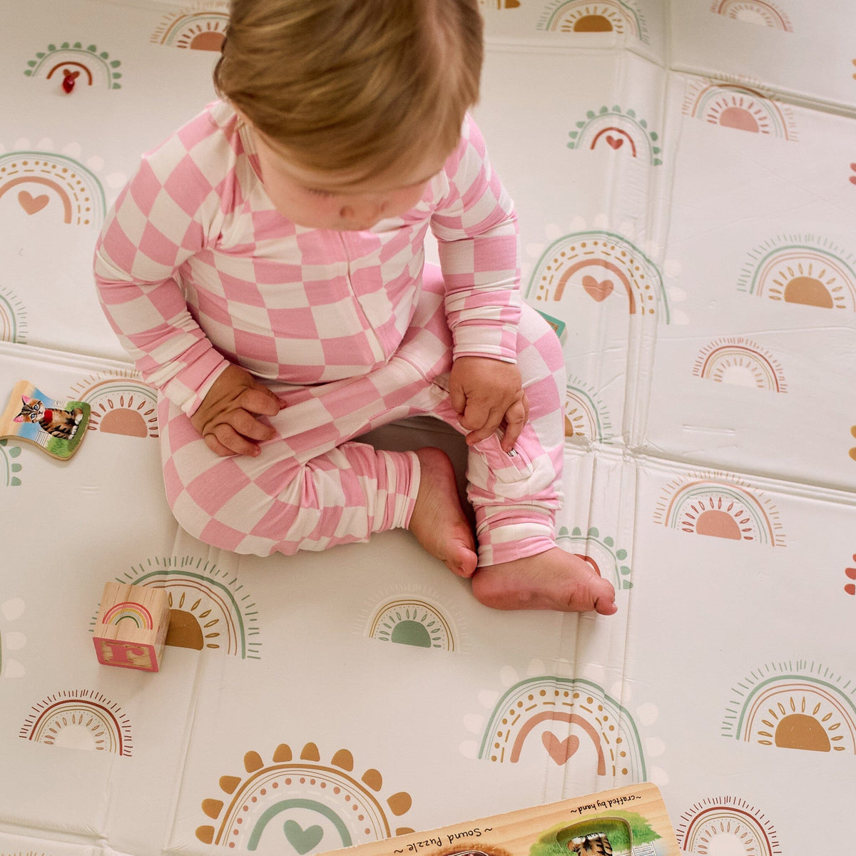 Baby & Toddler Girls Pink Check Snug Fit Footless Pajamas sleepwear Gerber® 
