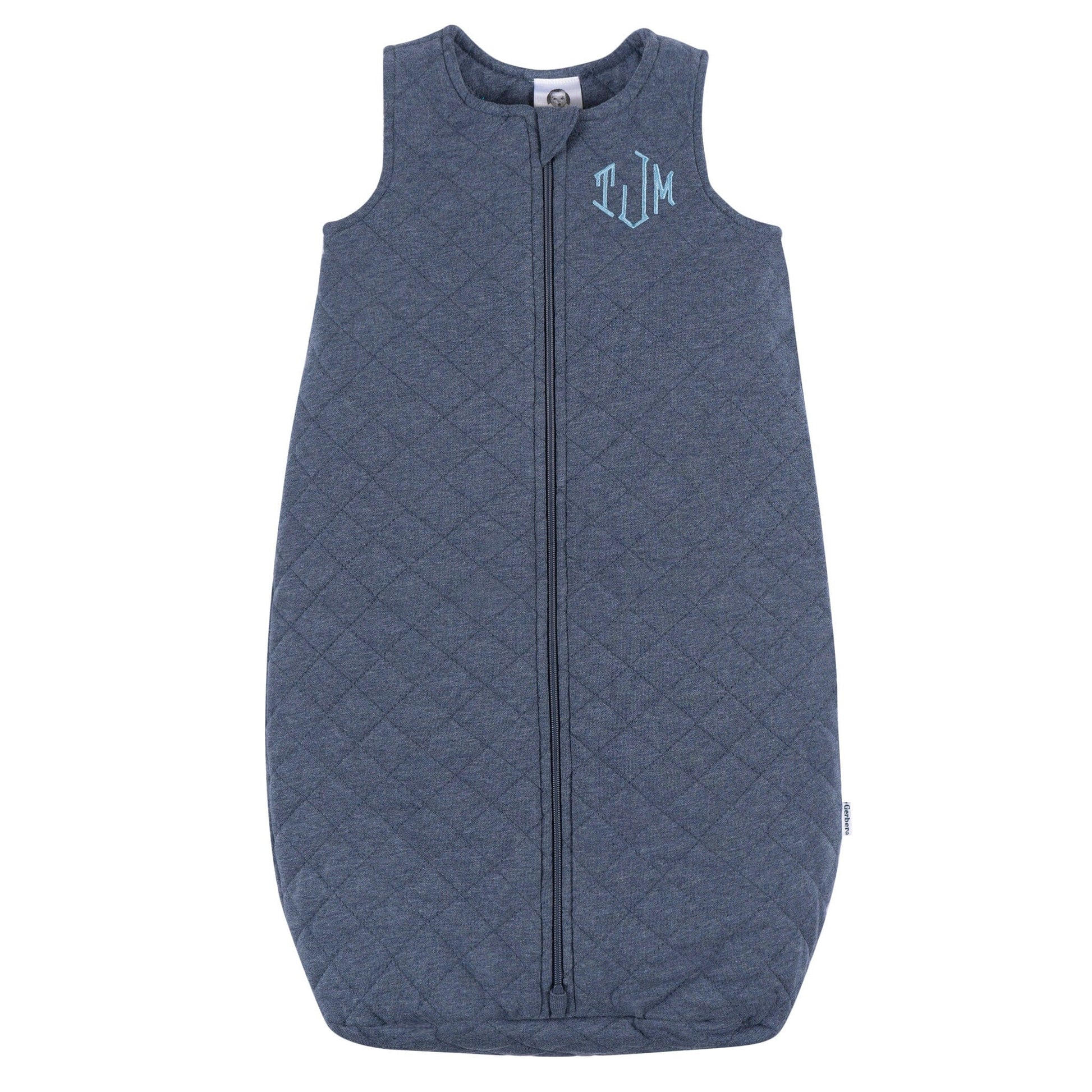 Embroidered Baby Boys Navy Heather Quilted Jersey Wearable Blanket sleepwear Gerber® 