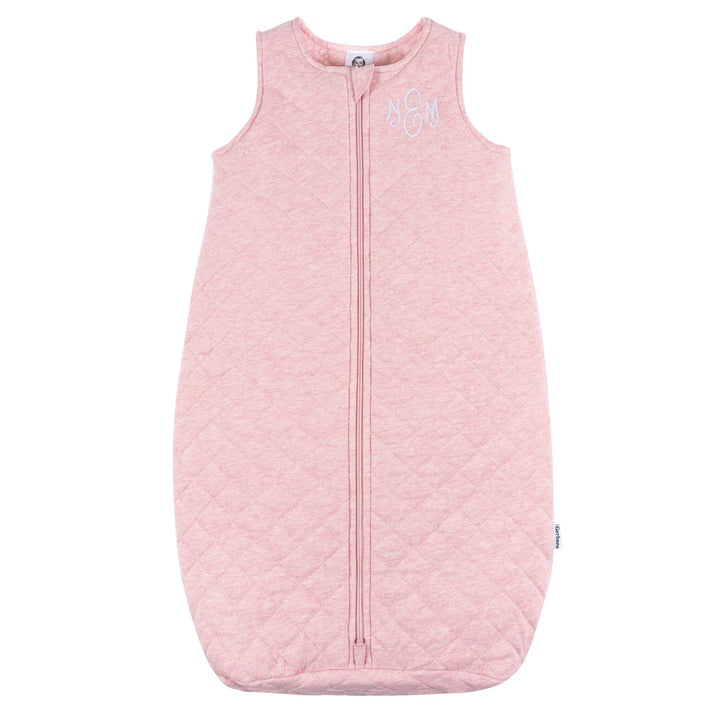 Embroidered Baby Girls Pink Heather Quilted Jersey Wearable Blanket sleepwear Gerber® 