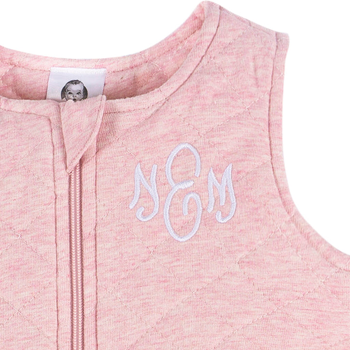Embroidered Baby Girls Pink Heather Quilted Jersey Wearable Blanket sleepwear Gerber® 