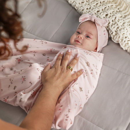 2-Piece Baby Girls Garden Swaddle and Headband Set
