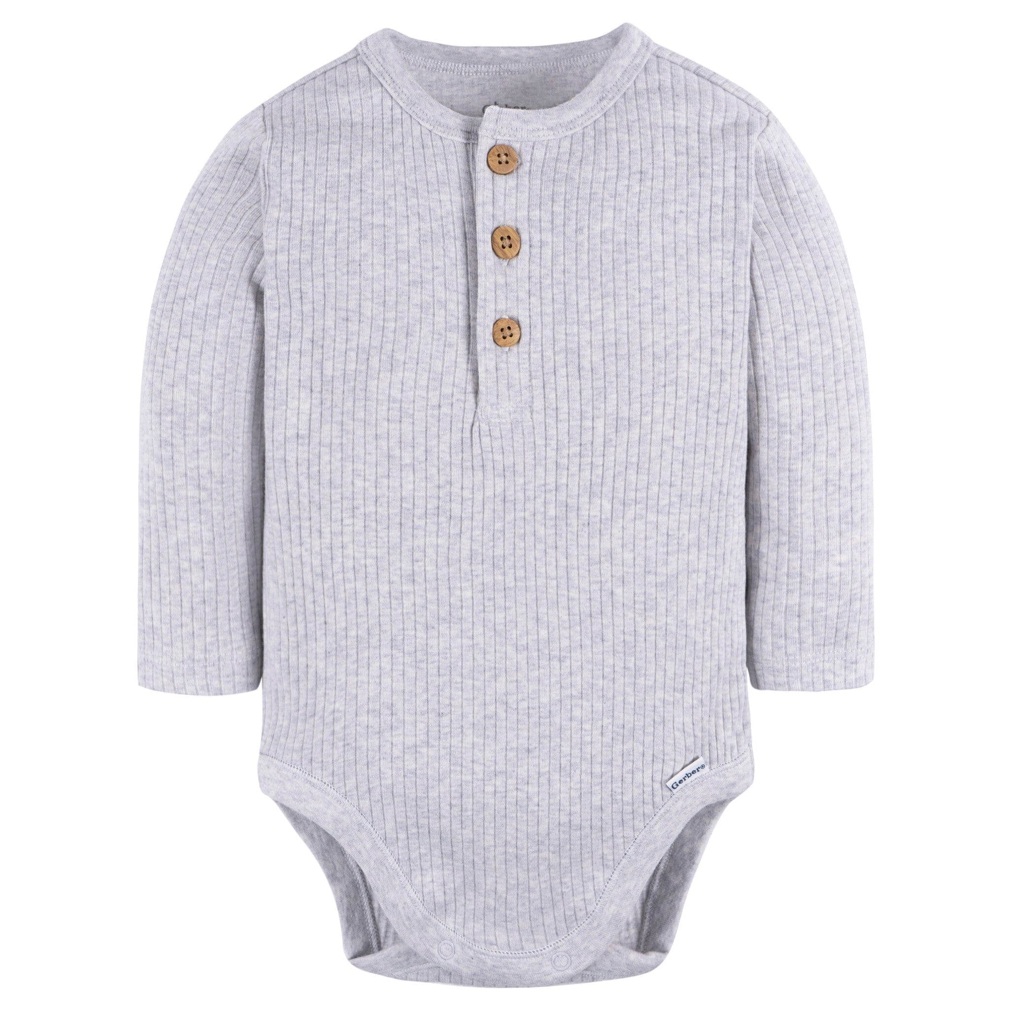 2-Pack Baby Boys Ivory & Grey Henley Onesies® Bodysuits onesies Gerber® 