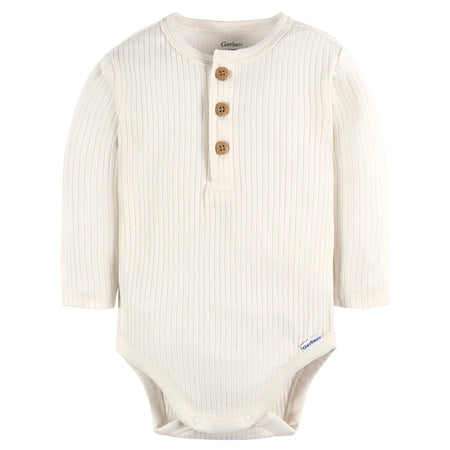 2-Pack Baby Boys Ivory & Grey Henley Onesies® Bodysuits