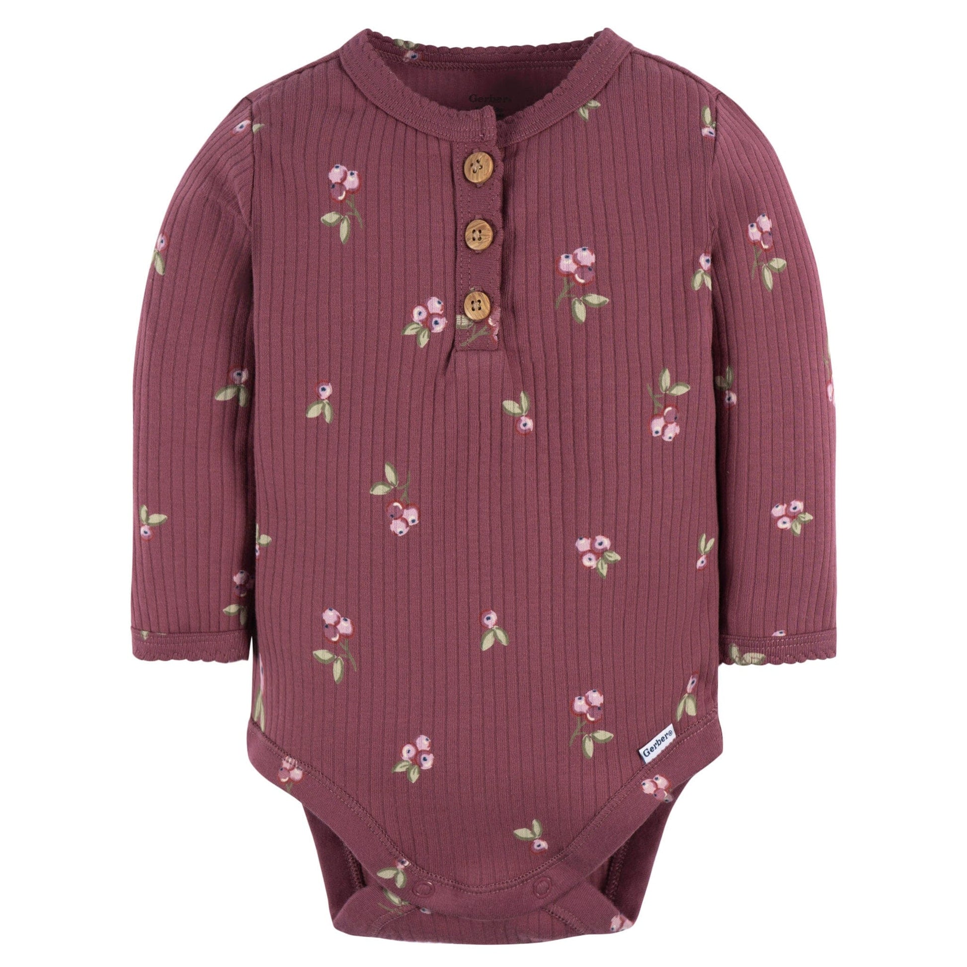 2-Pack Baby Girls Berries Henley Onesies® Bodysuits onesies Gerber® 