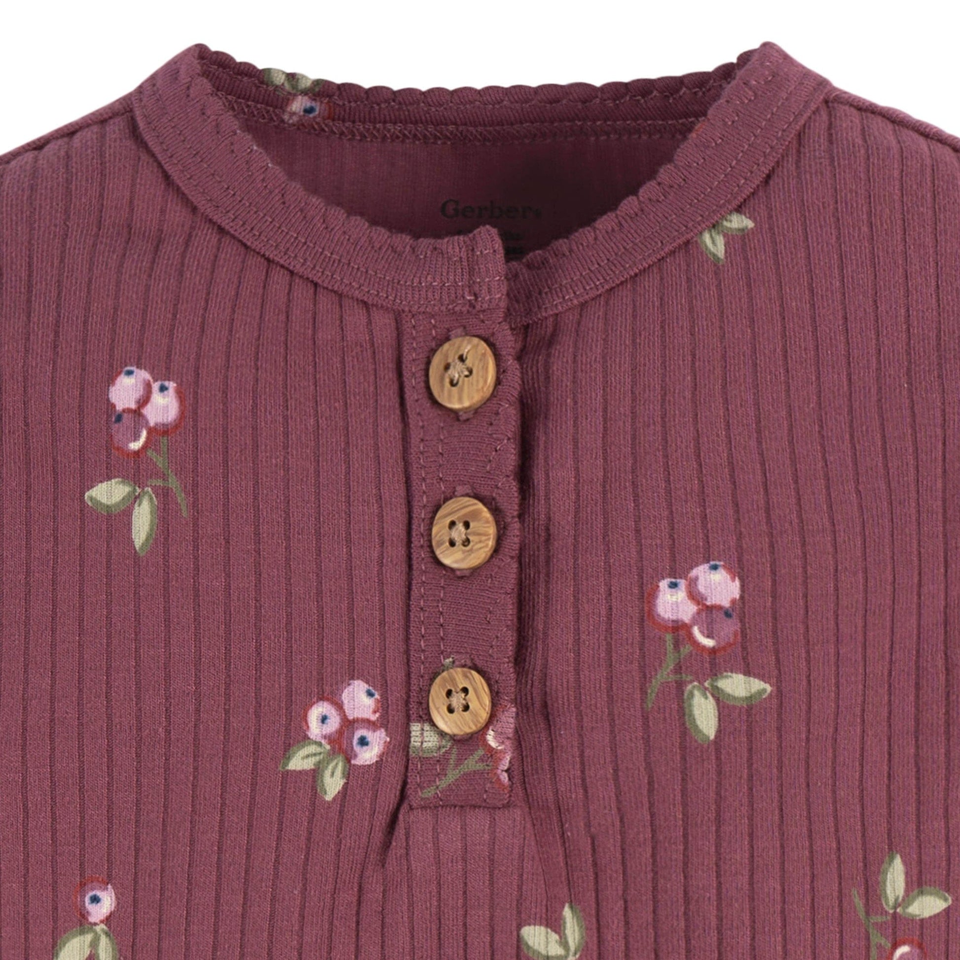 2-Pack Baby Girls Berries Henley Onesies® Bodysuits onesies Gerber® 