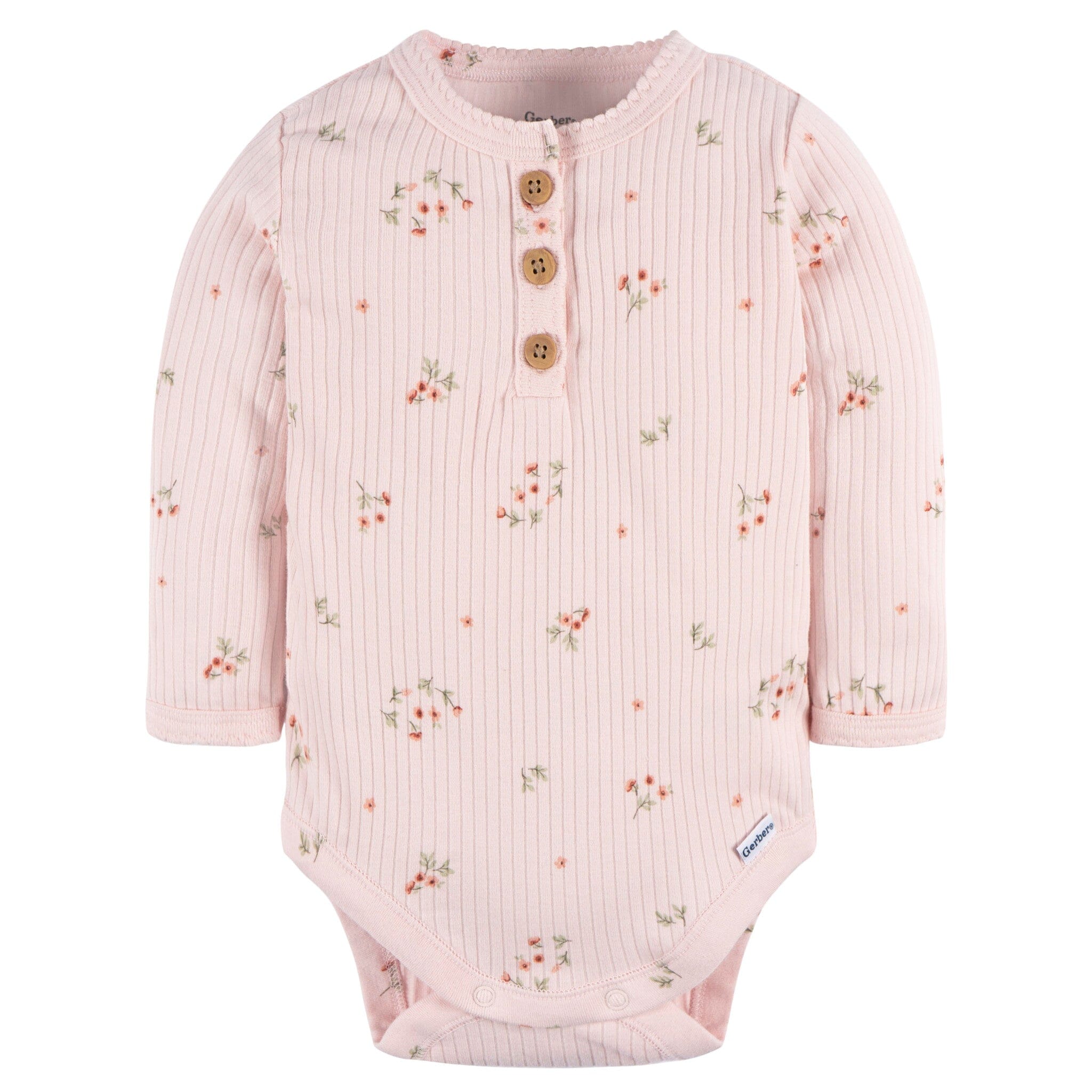 2-Pack Baby Girls Floral Henley Onesies® Bodysuits onesies Gerber® 