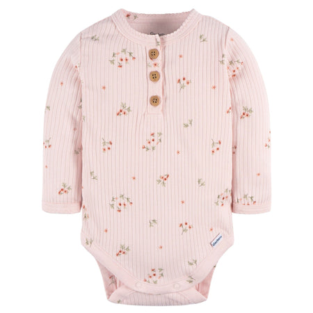 2-Pack Baby Girls Floral Henley Onesies® Bodysuits