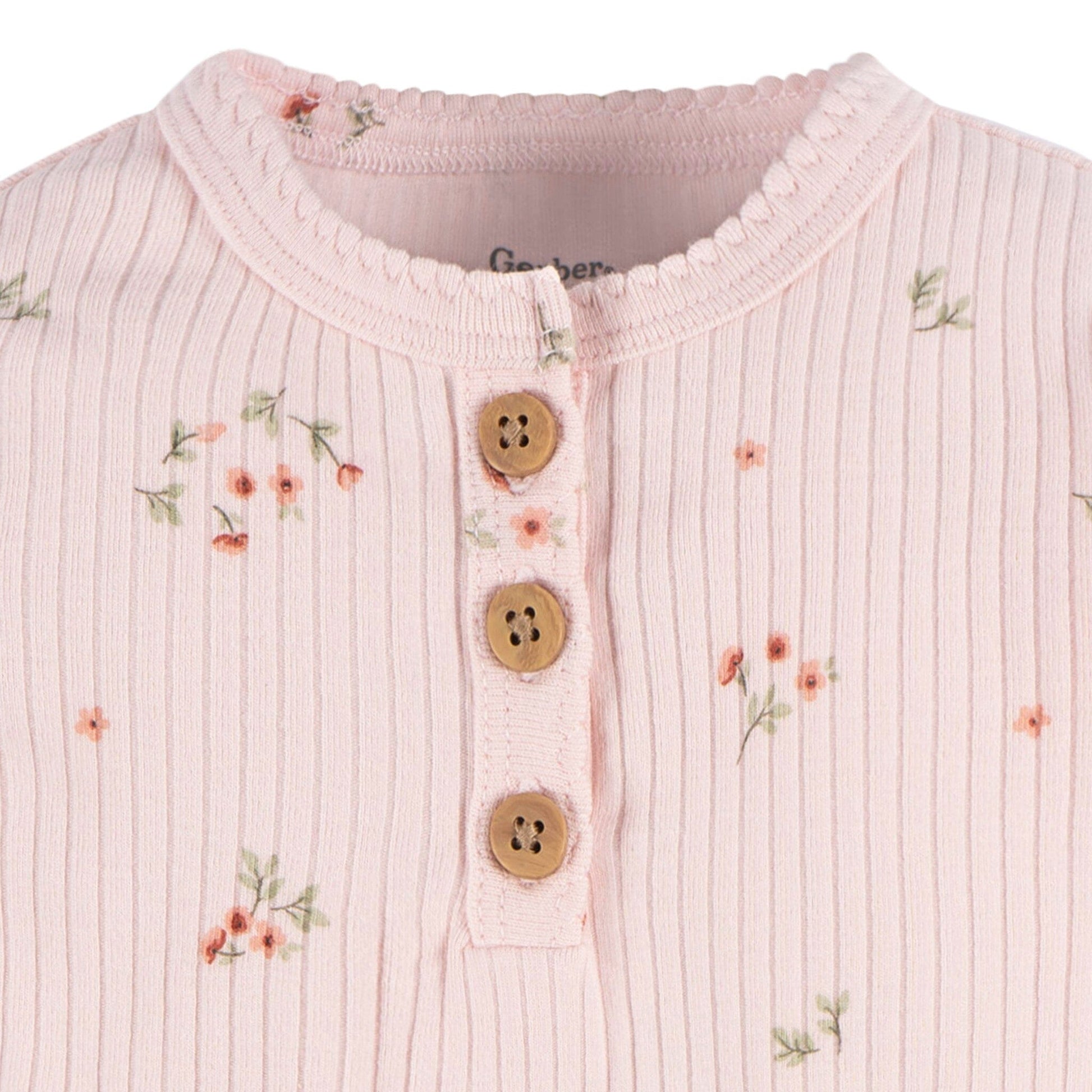 2-Pack Baby Girls Floral Henley Onesies® Bodysuits onesies Gerber® 