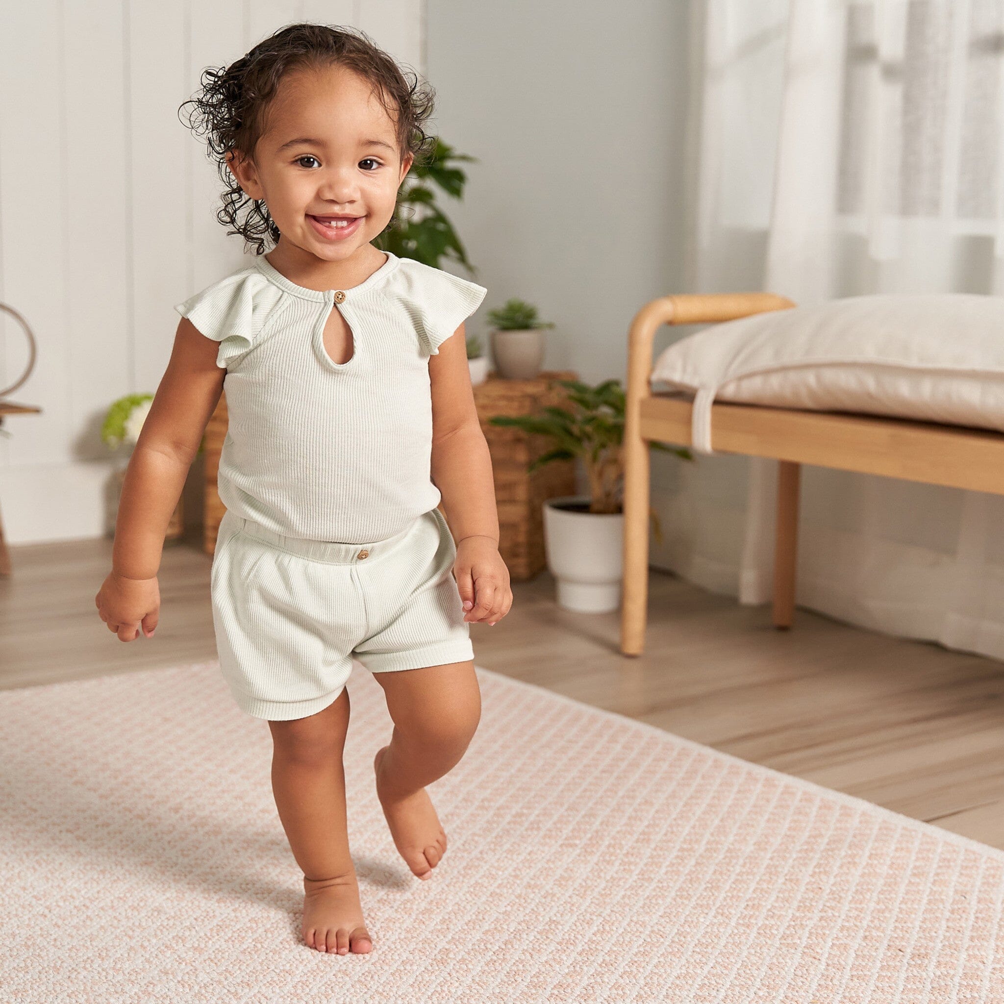 2-Pack Baby Girls Light Oatmeal Heather Bodysuit and Shorts Set outfits Gerber® 
